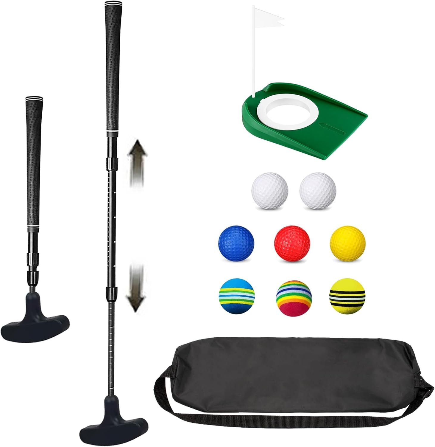 Adjustable Mini Golf Putter Set with 8 Golf Balls, Two Way Golf Putters for Men Women Right/Left Handed, Mini Club Set Golf Gifts