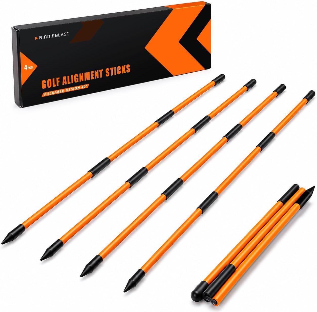 Professional 2 or 3 or 4 Pack Collapsible Golf Alignment Sticks, Premium 40″ Alignment Golf Stick Ideal for Aiming, Putting and Swing Practice