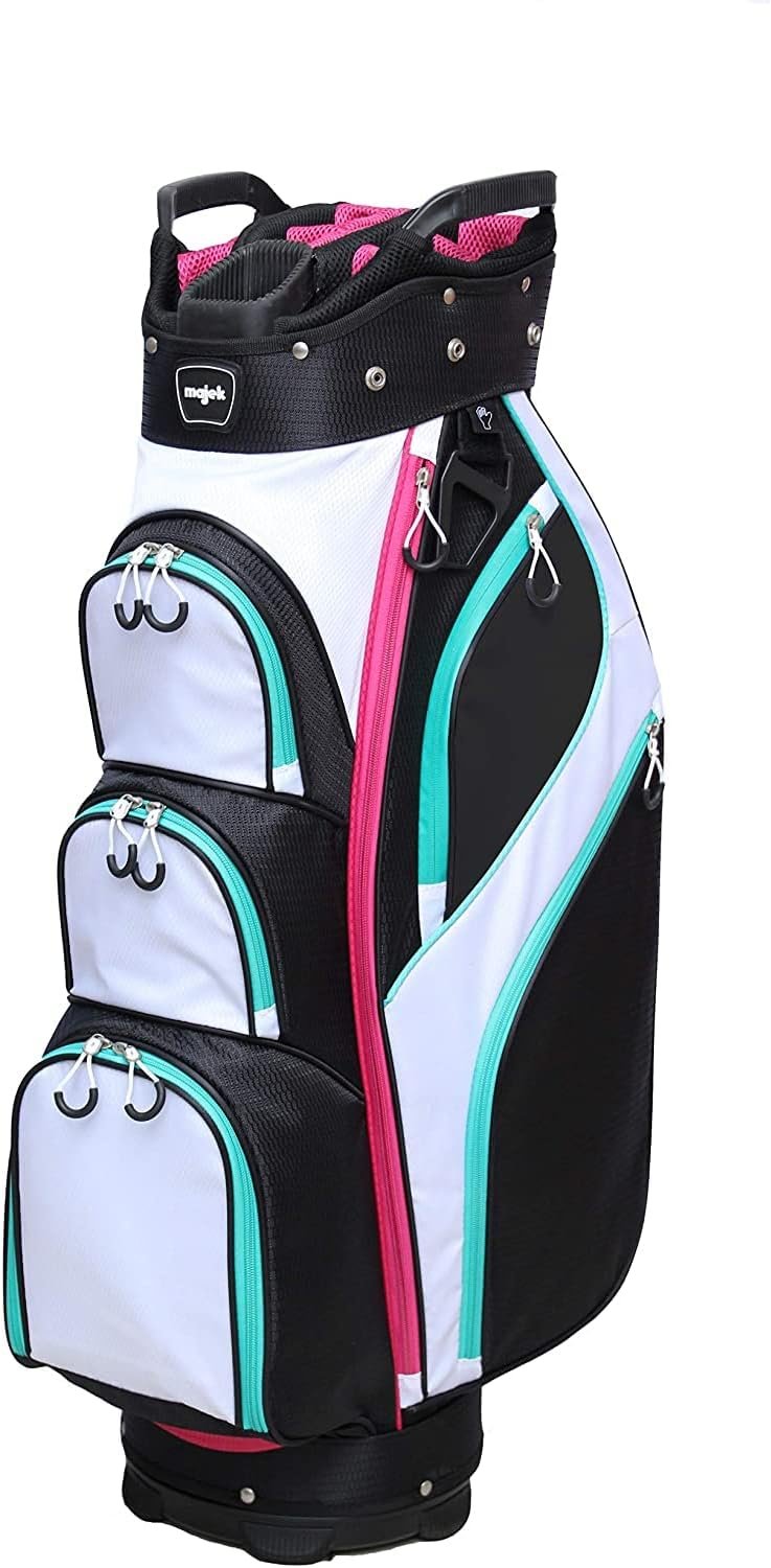 Majek Premium Ladies Black White Teal Pink 80s 1980s Retro Theme Golf Bag