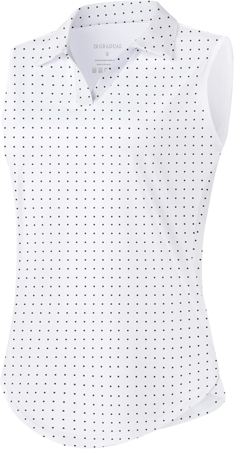G Gradual Sleeveless Golf Shirts for Women Collared V Neck Tennis Tank Top Cooling Polo UPF 50+ Quick Dry Lightweight