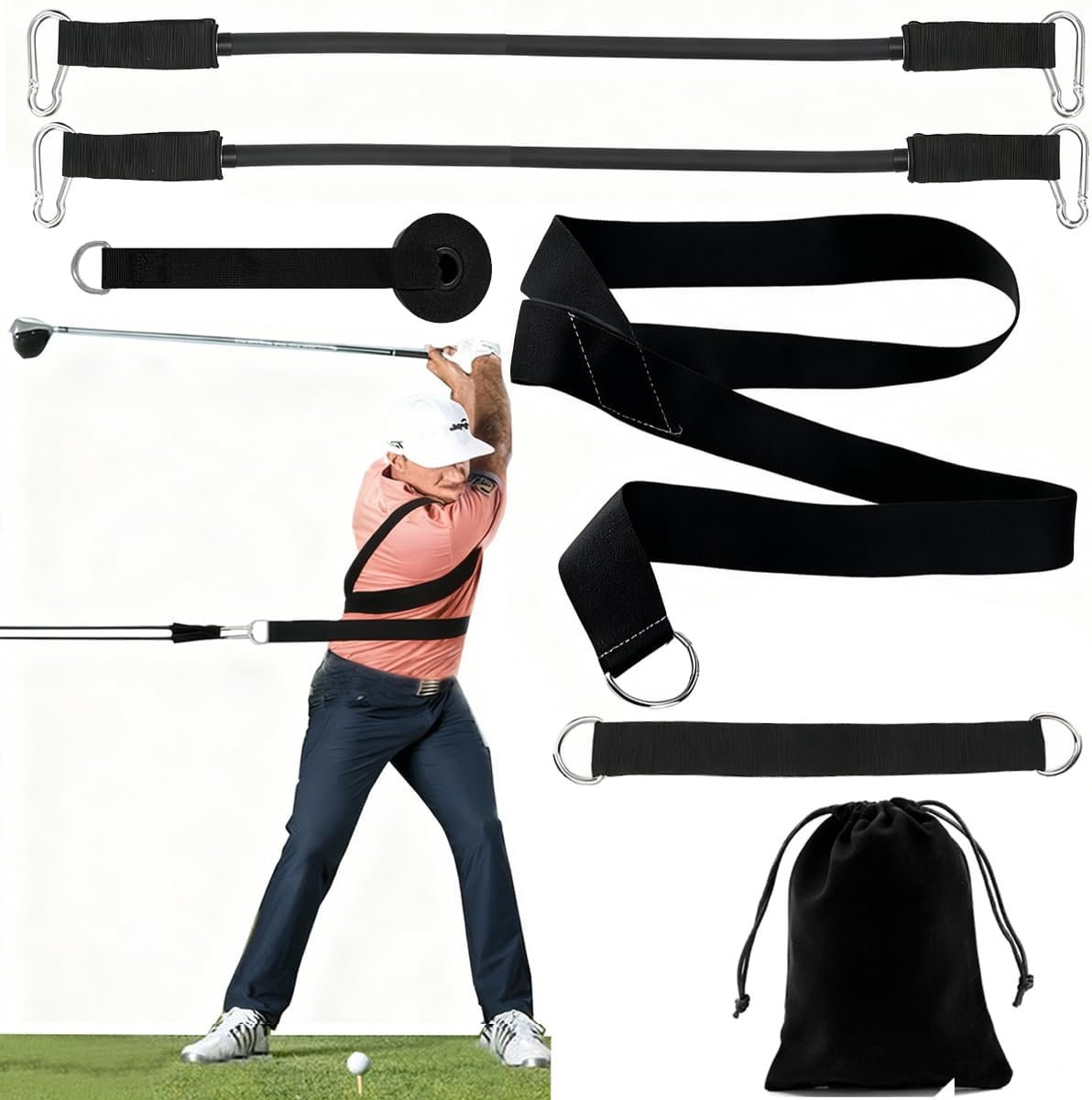 Golf Swing Rotation Trainer – Improve Hip & Shoulder Turn, Weight Shift & Tempo – Golf Training Aid for Powerful, Accurate & Consistent Swings – Indoor/Outdoor Practice Tool