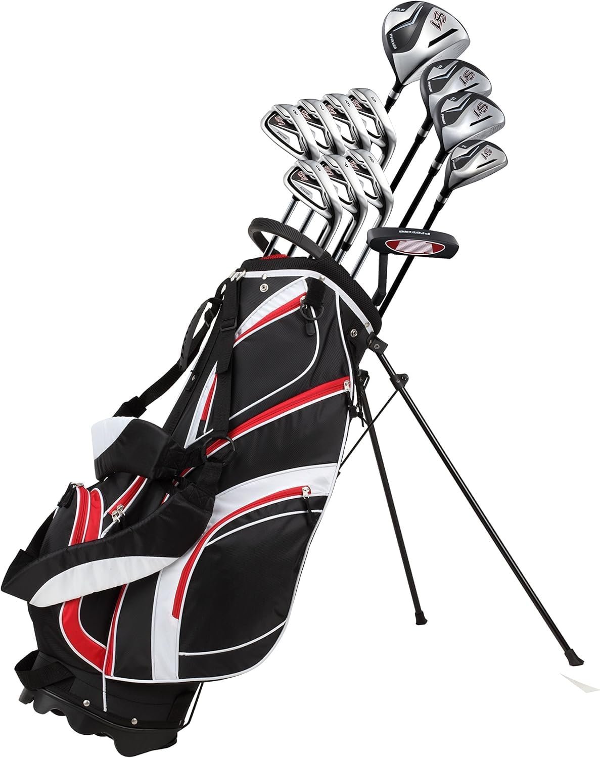 Precise S7 Men’s Complete Right Handed Golf Club Set | Complete Regular & Tall Mens Golf Clubs Set | with 4 HC’s, Lightweight Shafts & Spacious Stand Bag w/Storage Pockets & Dual Straps for Carrying
