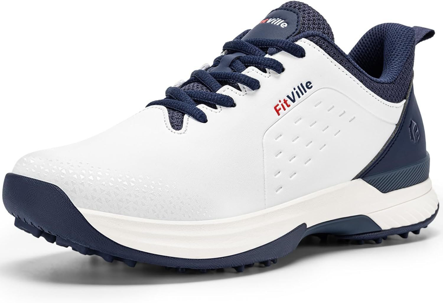 FitVille Extra Wide Men’s Golf Shoes Waterproof, Professional No-Slip Spiked Golf Shoes with Arch Support