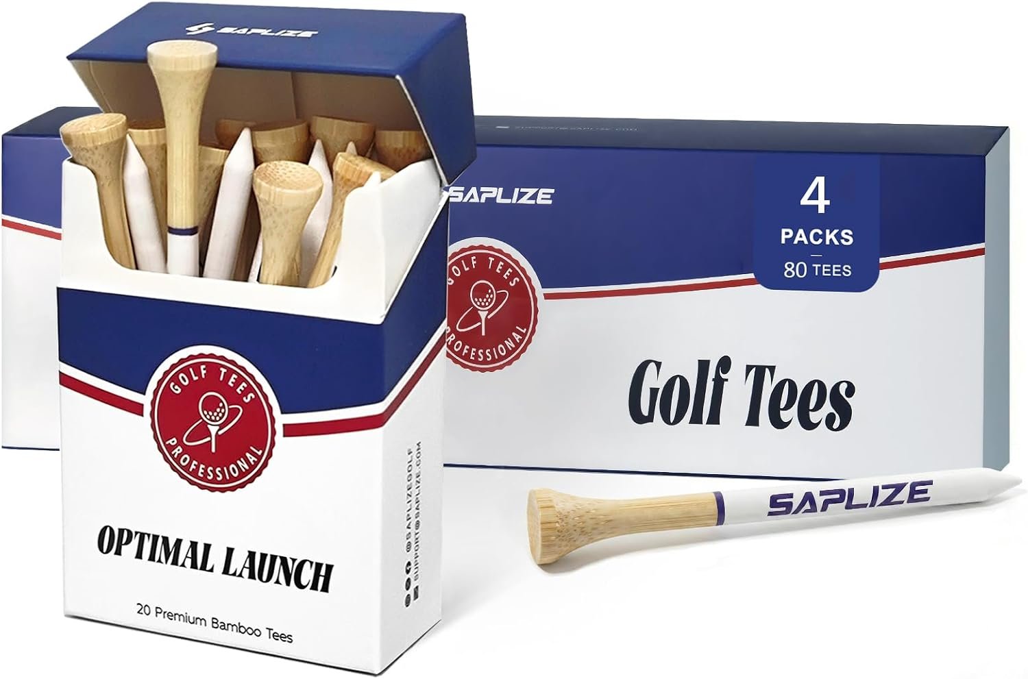SAPLIZE Father’s Day Golf Gift for Dad – 4/10 Pack (80/200pcs, 3 1/4”) Bamboo Golf Tees Set, Gift-Ready Packaging, Funny Golf Accessories for Men, Golf Lovers & Weekend Players