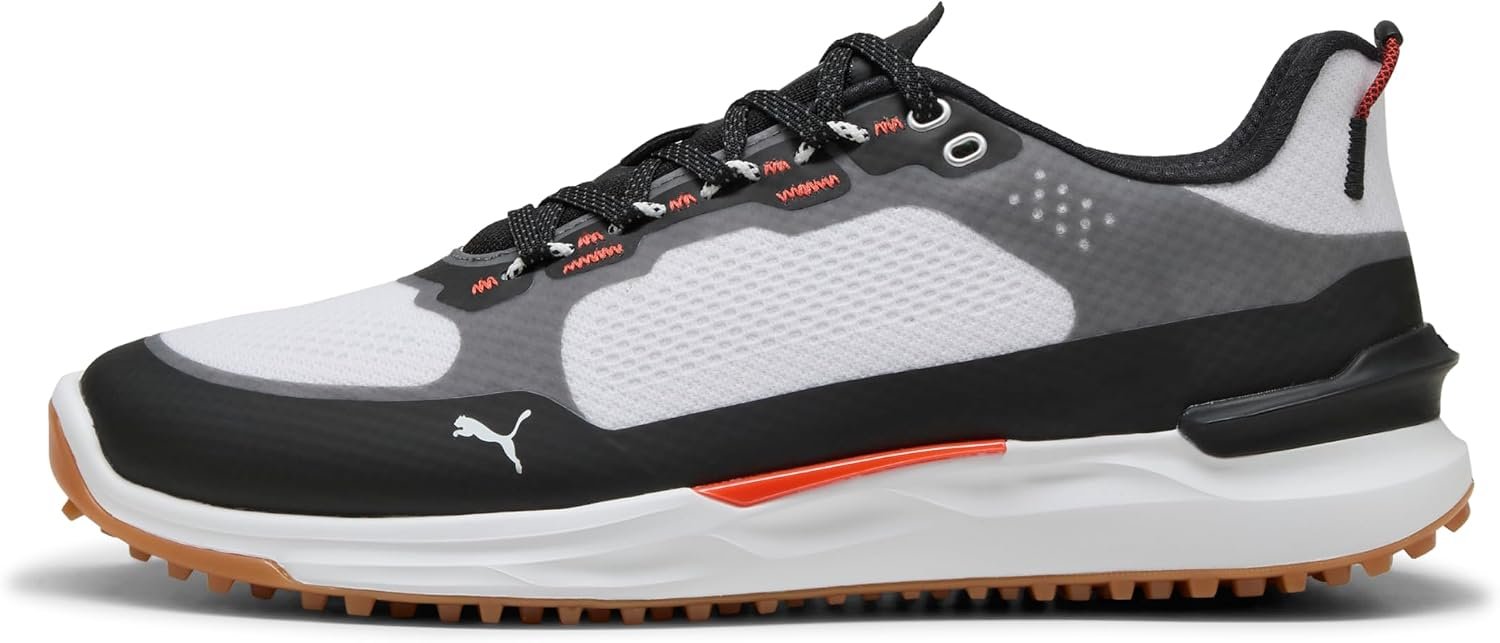 Puma Ignite Elevate X Men’s Golf Shoes – Spikeless Golf Shoes for Men with Waterproof Exoshell, Ignite Foam Cushion & Grip, White Black, 10.5