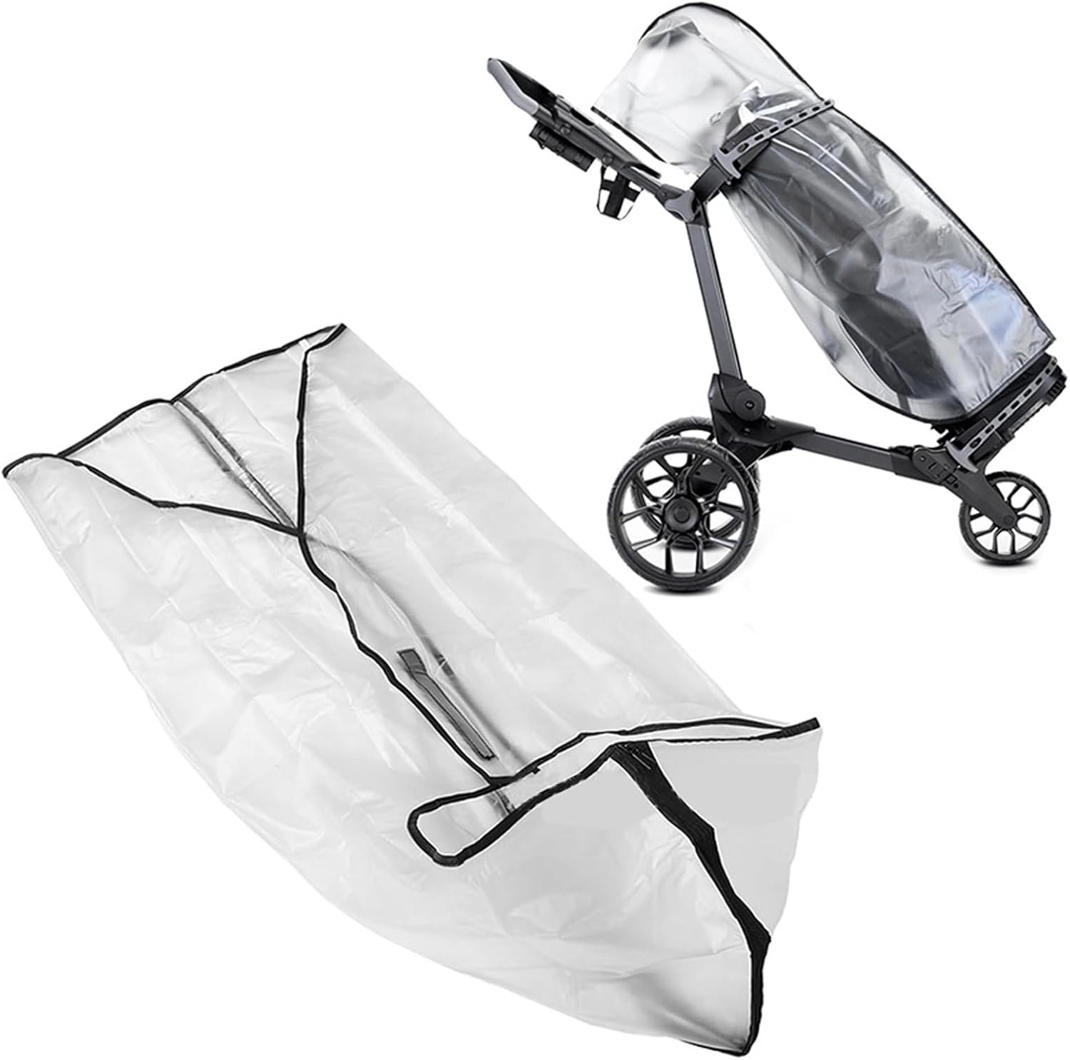 Transparent Golf Bag Rain Cover Waterproof PVC for 14-Club Stand Bags & Push Carts Lightweight Foldable Dustproof