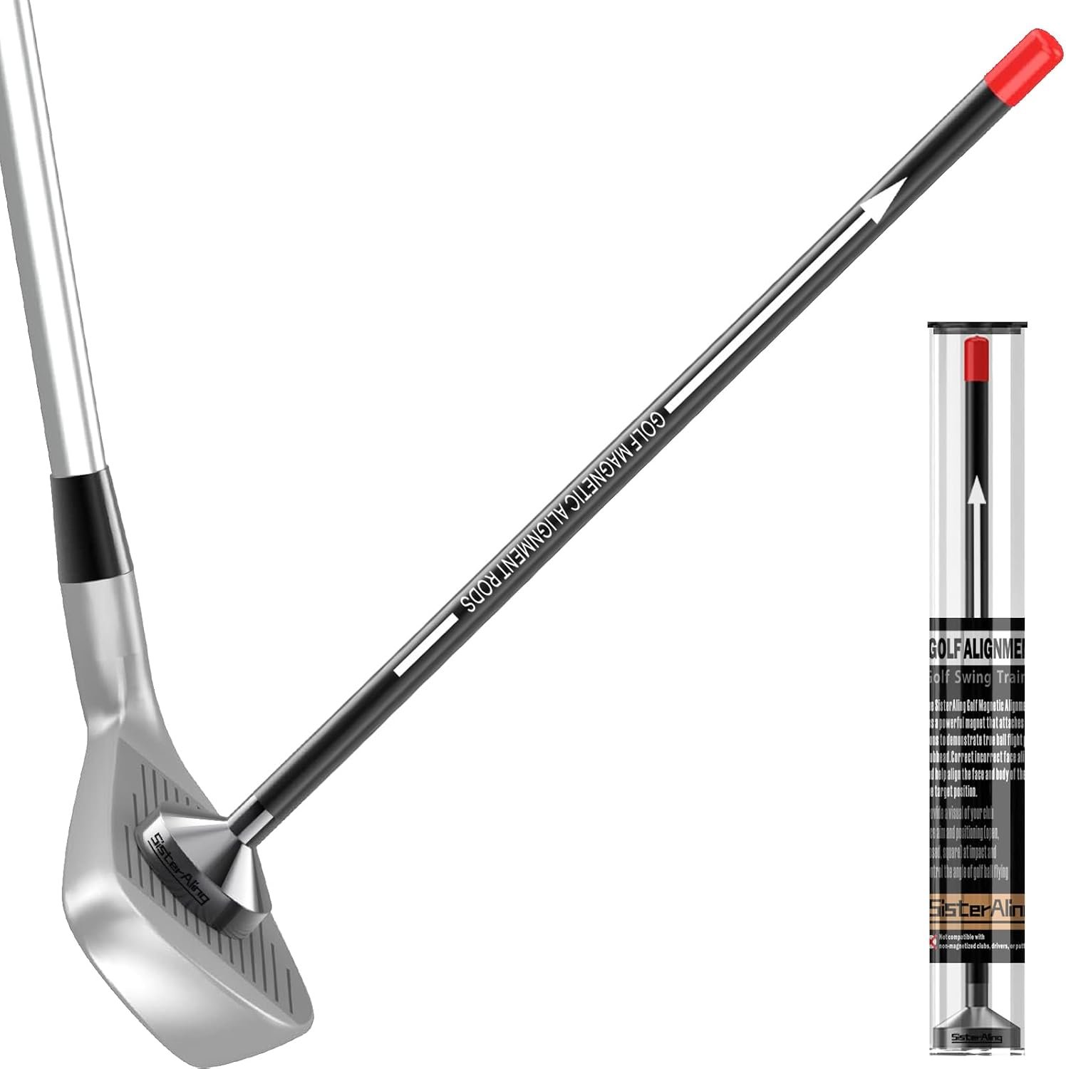 Golf Magnetic Alignment Rods,Golf Club Alignment Sticks,Magnetic Swing Training Aid Accessories Visualize Calibrate Golf Shots,hit the Target with the Right Golf Swing,Golf Gift