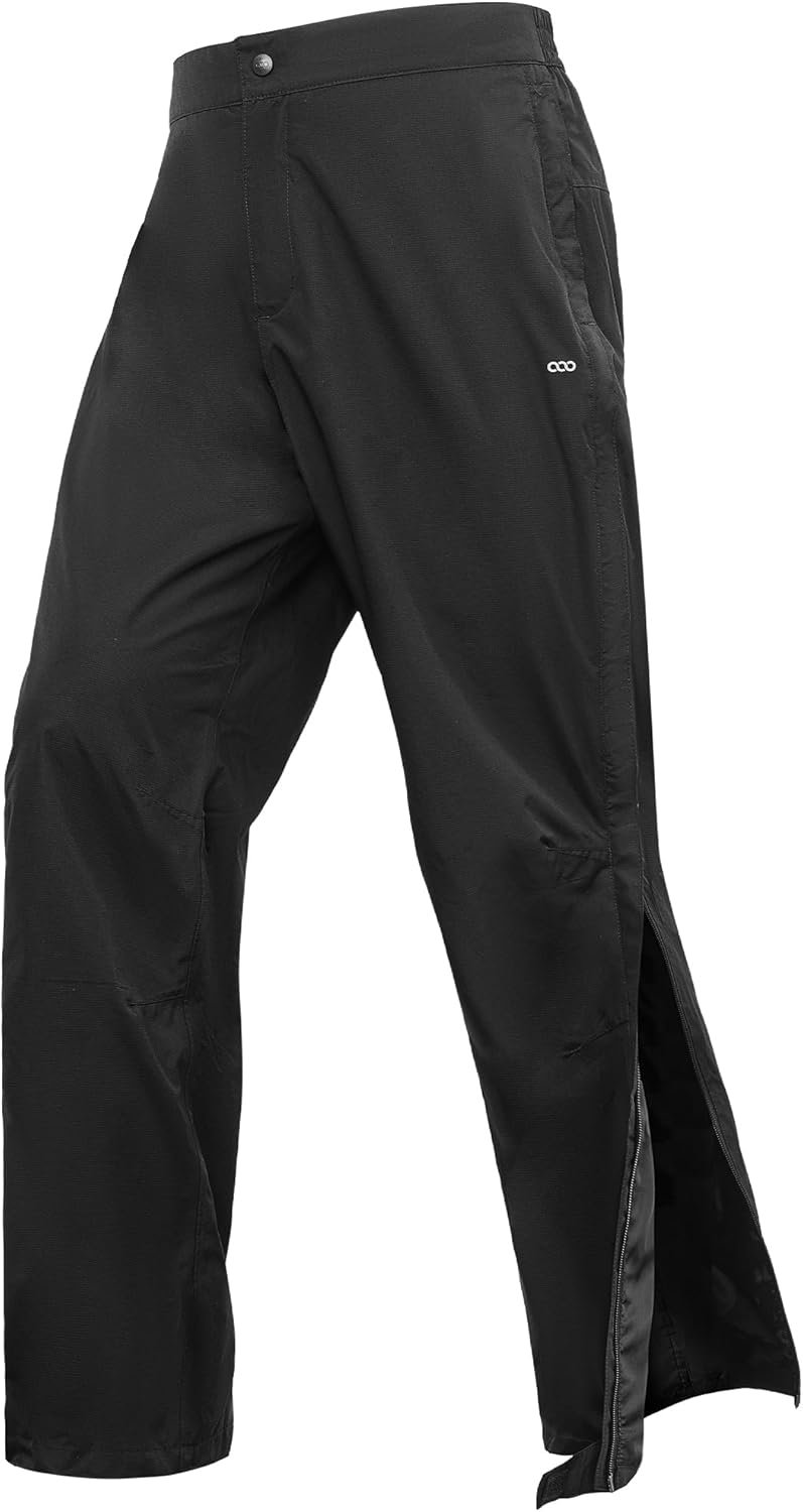 33,000ft Men’s Rain Pants Full Zip Waterproof Pants Breathable Rain Over Trousers for Outdoor Hiking Golf Work