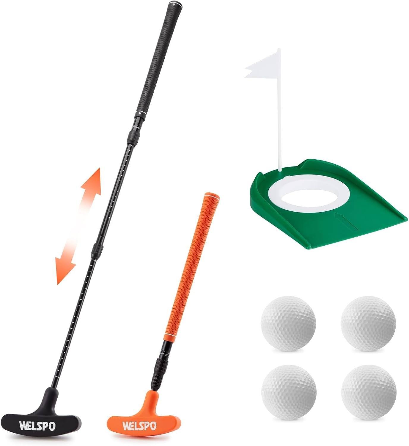 WELSPO Golf Putters for Men and Women Two-Way Putter Mini Golf Putter with 2 Golf Putters, 4 Golf Balls for Right or Left Handed, Adjustable Length Golf Putter for Teenagers Adults and All Ages