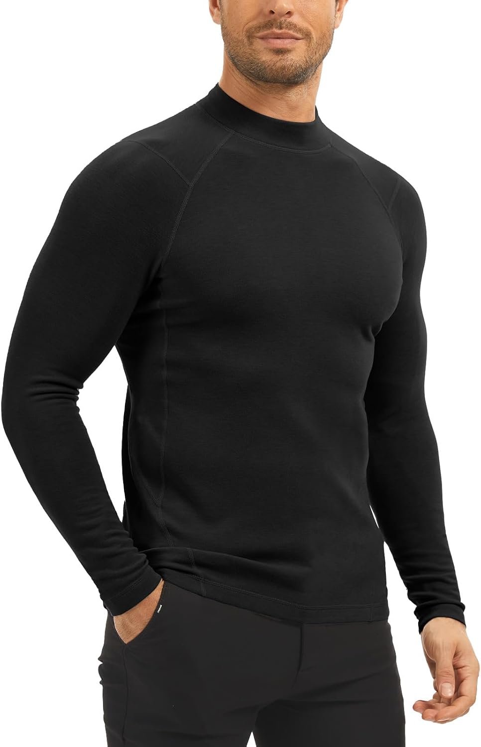 MEETYOO Thermal Compression Shirts for Men Long Sleeve Running Undershirt Turtleneck Base Layer for Winter Cold Weather