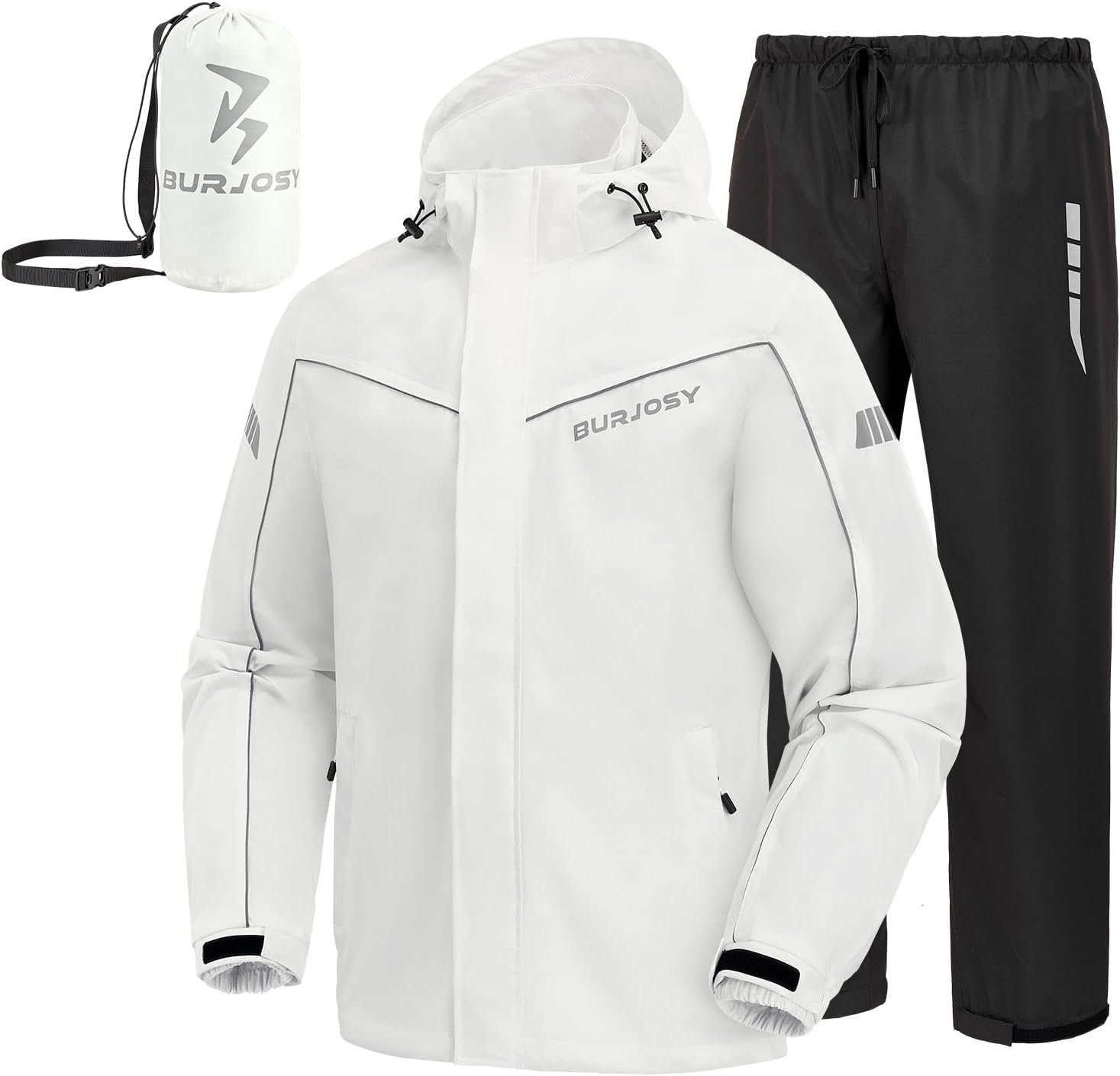 Rain Suit for Men, Packable Waterproof Rain Jacket & Pants, Reflective Raincoat Rain Gear for Outdoor Golf Fishing