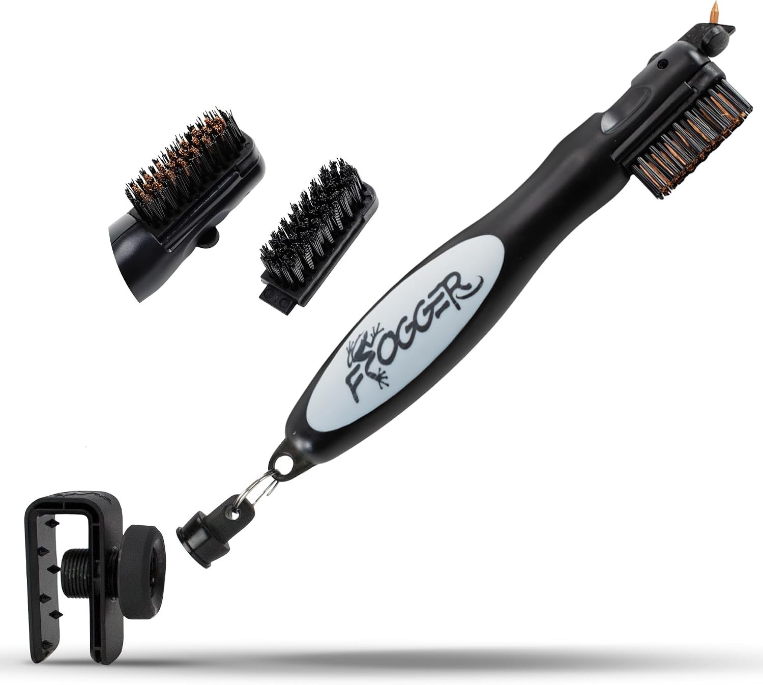 Frogger BrushPro Latch-It Golf Club Cleaner, Ergonomic Grip and Latch-it Magnet – Professional Golf Club Brush and Groove Cleaner for Golfers