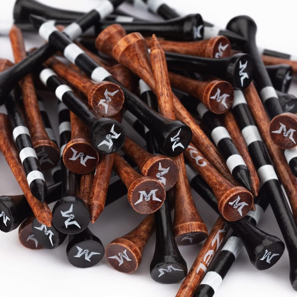 MAZEL Natural Wood/Bamboo Golf Tees 2 3/4 Inch & 3 1/4 Inch,Pack 50 or 120,Reduce Friction & Side Spin,More Stable Golf Tees
