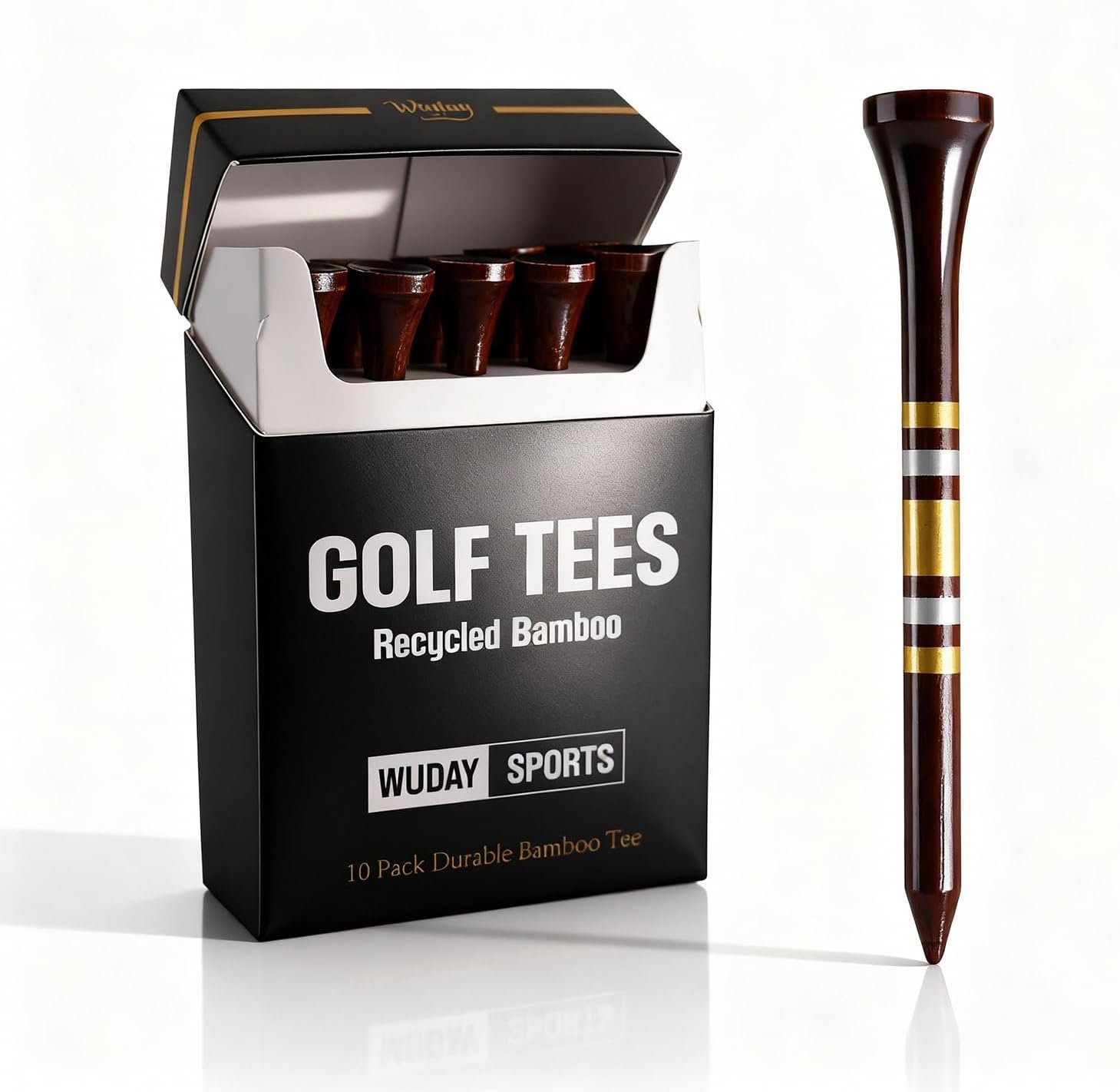 Premium Bamboo Golf Tees | 10 Count, 2-3/4 Inch | #1 Bamboo Tee on Tour | Engineered to Minimize Friction and Side Spin, Iconic Tee Packging and Style, Cool Golf Accessories Gifts