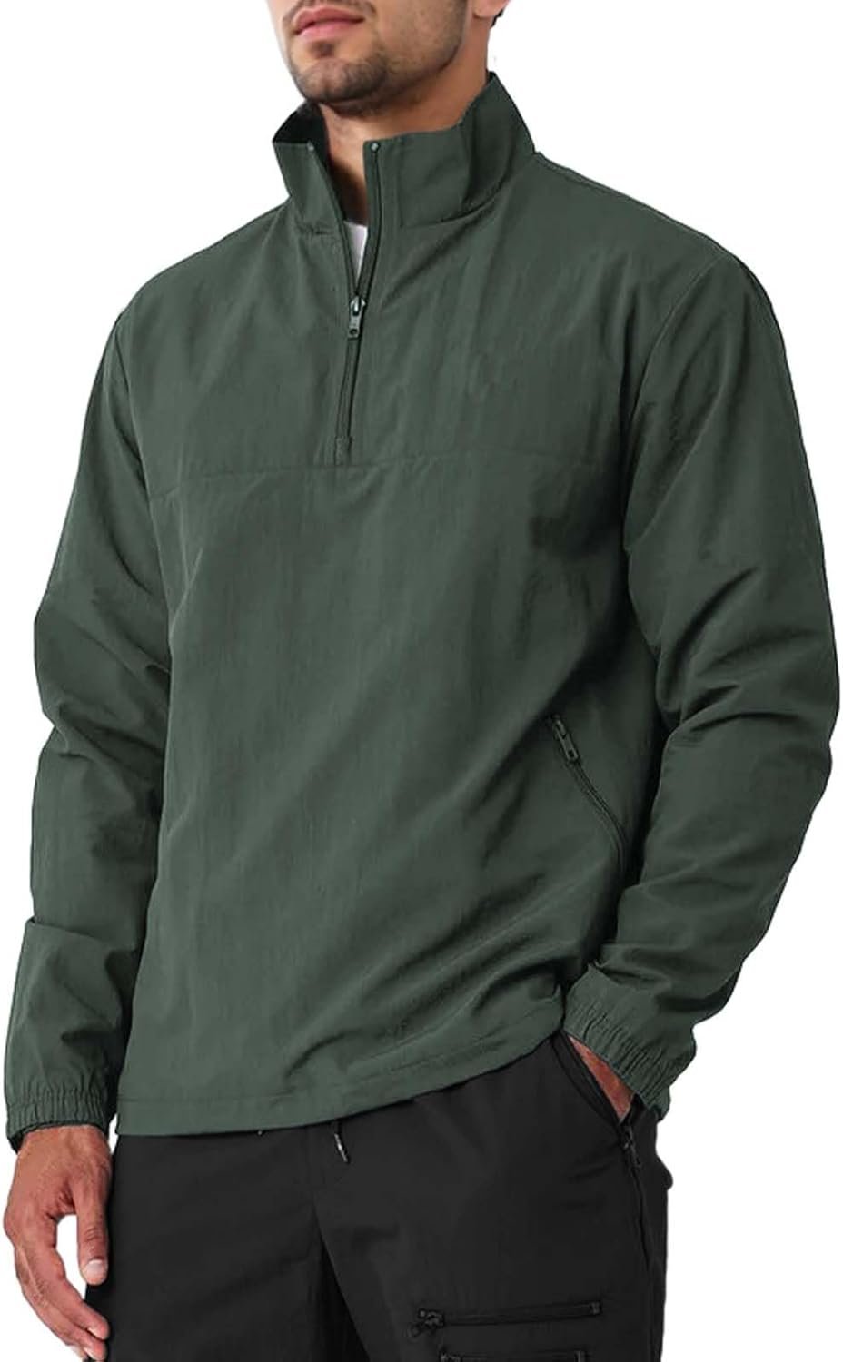 MorwenVeo Men’s Casual Quarter Zip Pullover Lightweight Golf Track Jacket Stylish Windbreaker For Outdoors & Travel