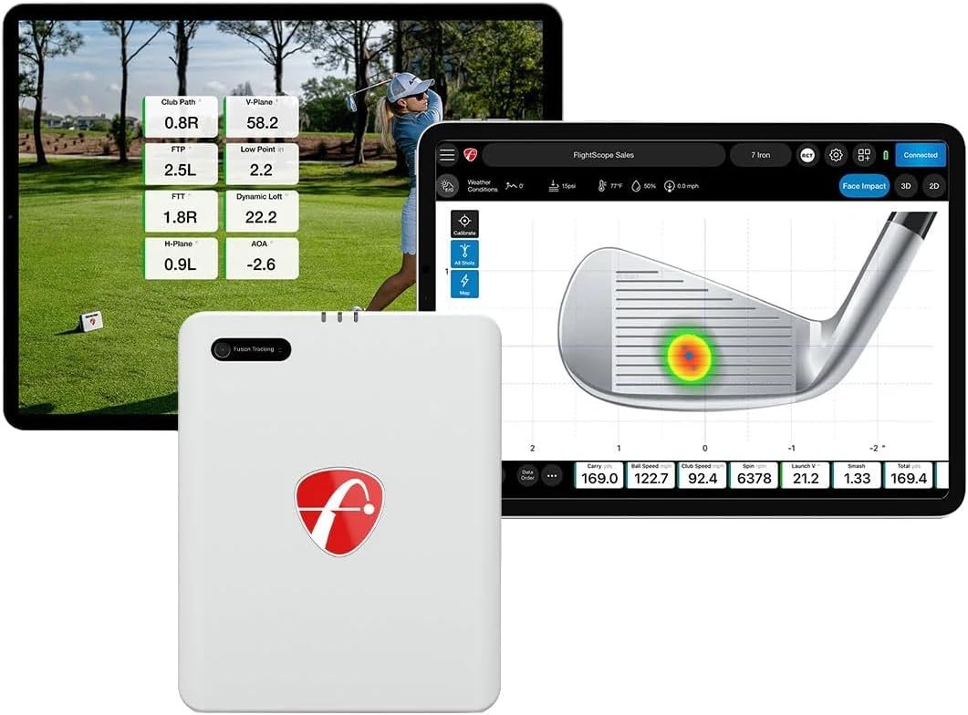 FlightScope Mevo Gen2 Portable Golf Launch Monitor and Simulator Ultimate Bundle | 18 Swing Data Parameters, Built-in Camera, 8 E6 Simulation Courses with GPS Overview and Shot Tracer