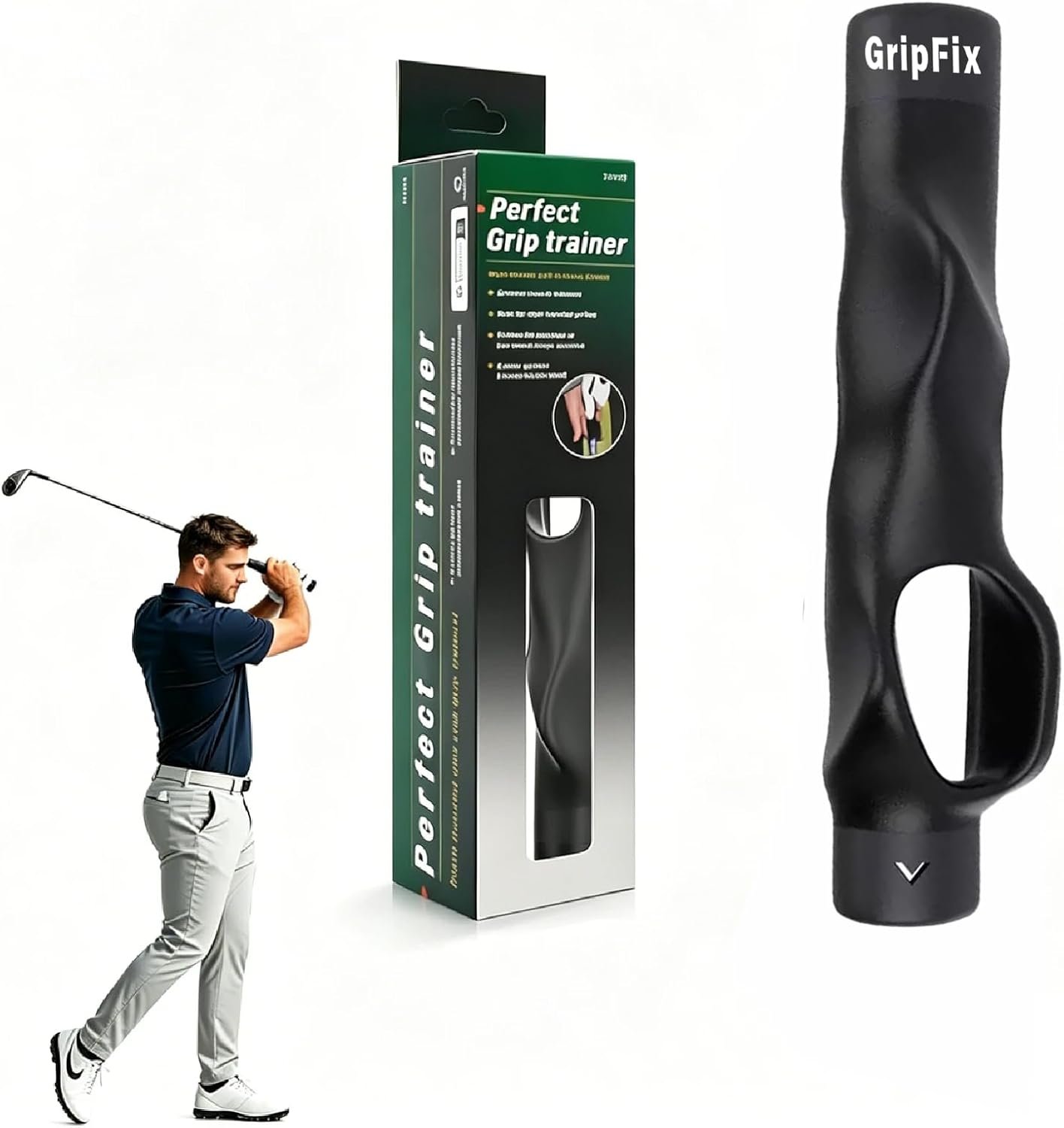 Golf Grip Trainer – Portable Swing Training Aid for Correct Hand Positioning & Muscle Memory – Non-Slip ABS & TPR Tool Fits Most Golf Clubs – Perfect Golf Gift for Men, Women & Beginners
