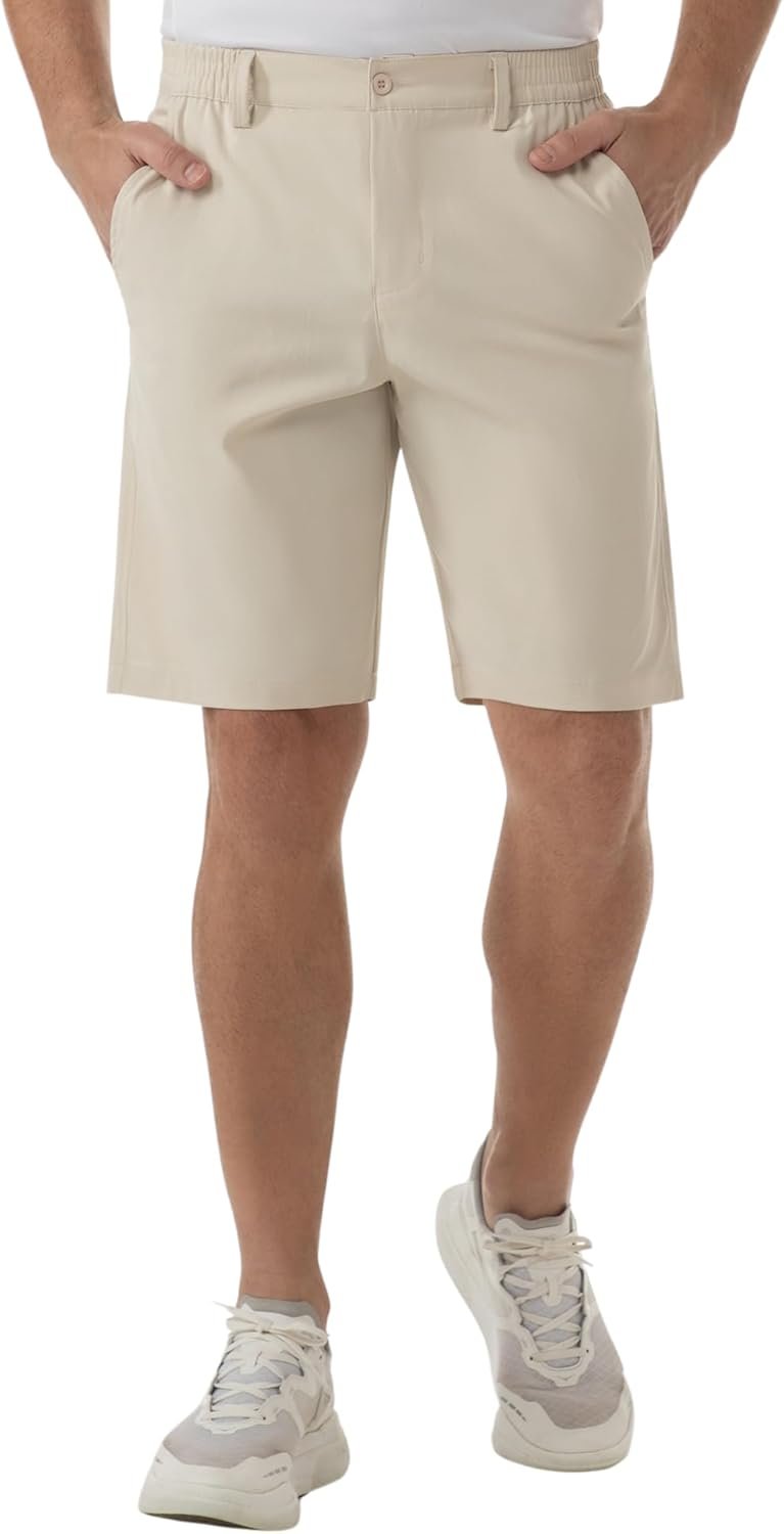 SIX ISLANDS Men’s Golf Hybrid Shorts 9 Inch Inseam with Pockets Quick Dry Stretch Flat Front Casual Work Dress Shorts for Men