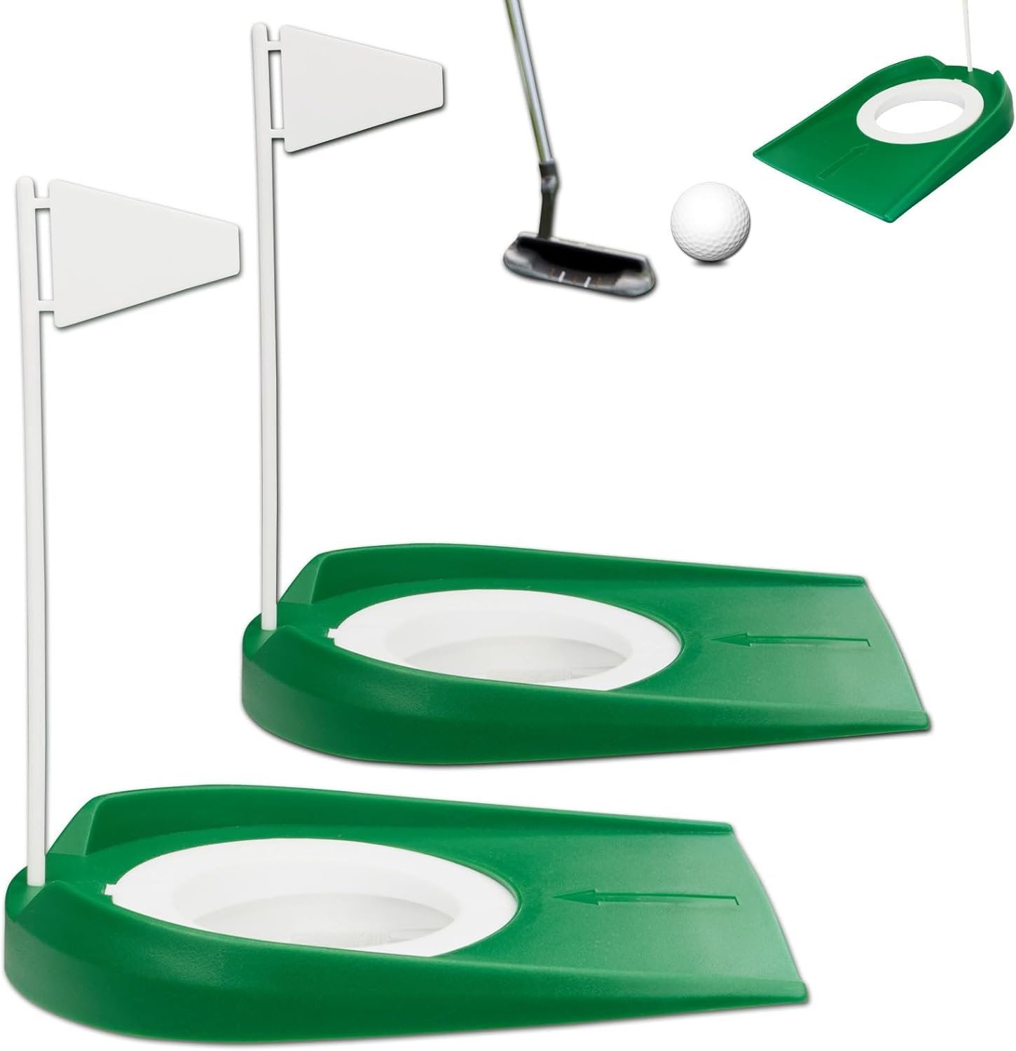 opasyo Putting Green Indoor Set 2pcs Golf Putting Cup with Flag,Golf Putting Cup for Kid Adult Office Garage Yard Indoor Outdoor Practice,Training Aids Putting Greens Cups and Flags