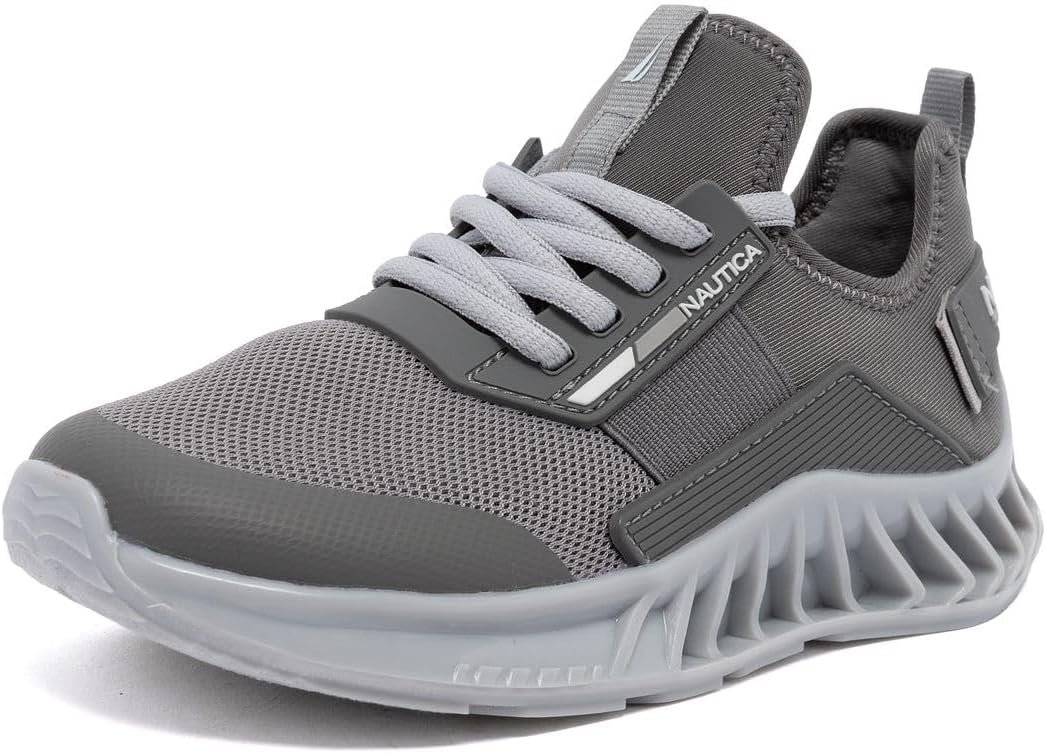 Nautica Kids Youth Athletic Sneakers for Boys & Girls, Running Mesh Running Shoes with Flexible Cushion Sole, Lace-Up/Bungee Comfort Trainers for School & Play (Little Kid/Big Kid)