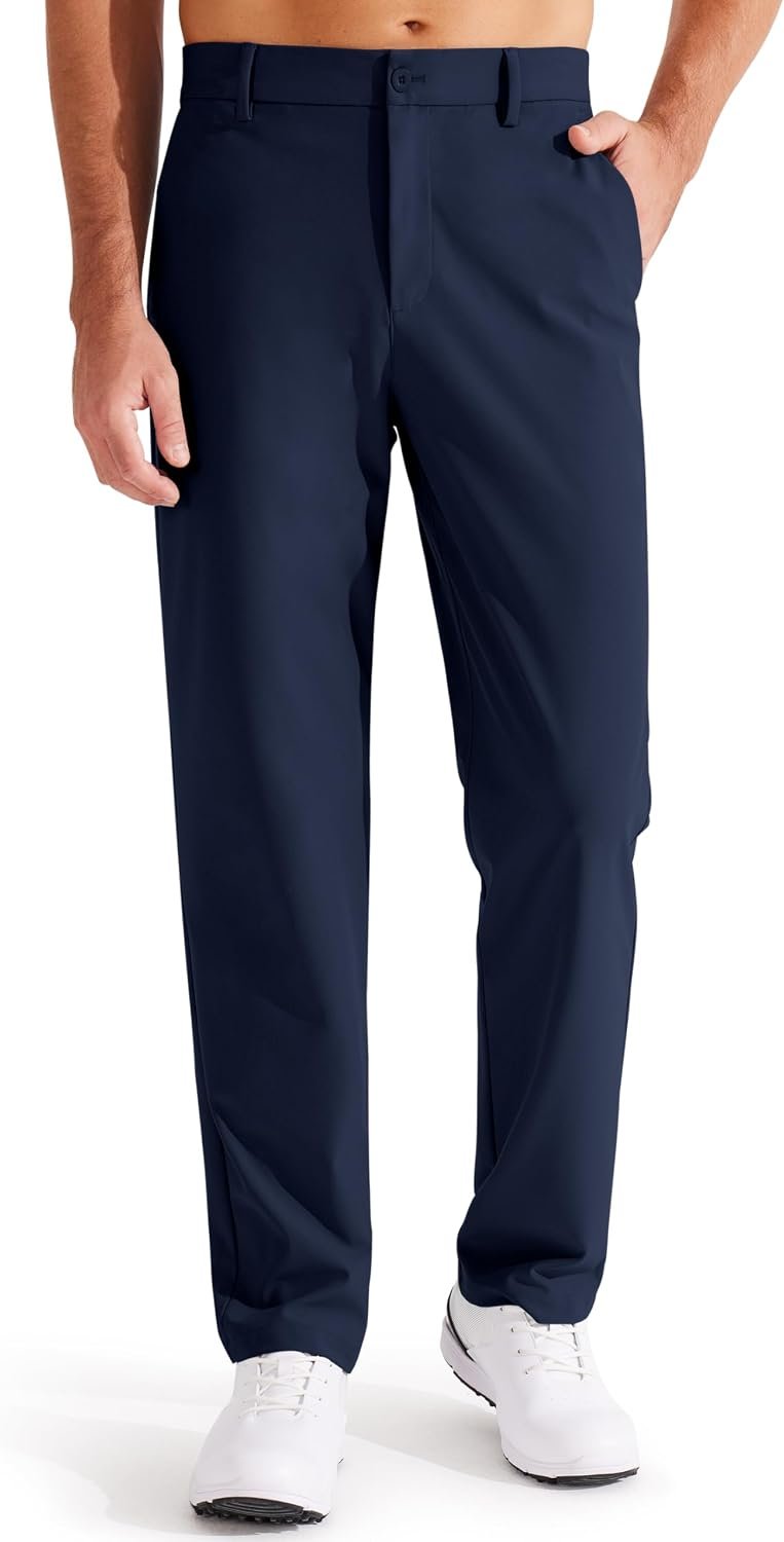 Libin Men’s Golf Pants Classic Fit Flat Front Work Dress Pants 29″ 31″ 33″ Stretch Casual Pants Lightweight with Pockets