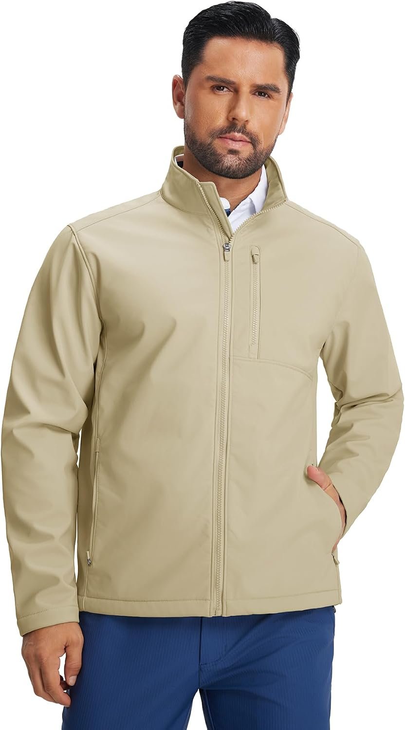 M MAELREG Men’s Lightweight Softshell Jacket Fleece Lined Water Resistant Golf Windbreaker Winter Outdoor Hiking Warm Jacket