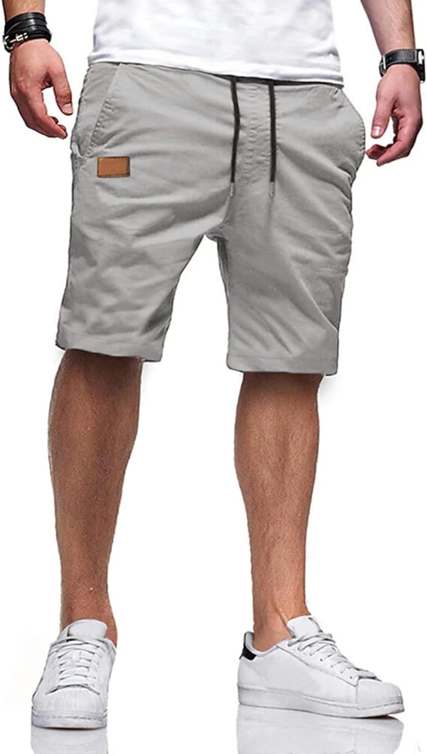 JMIERR Mens Casual Shorts – Cotton Drawstring Summer Beach Stretch Twill Chino Golf Shorts