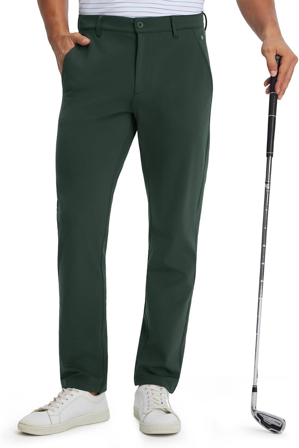 M MAELREG Fleece Lined Mens Golf Pants Cold Weather Winter Warm-up Thermal Insulated Stretch Slim Fit Dress Pant