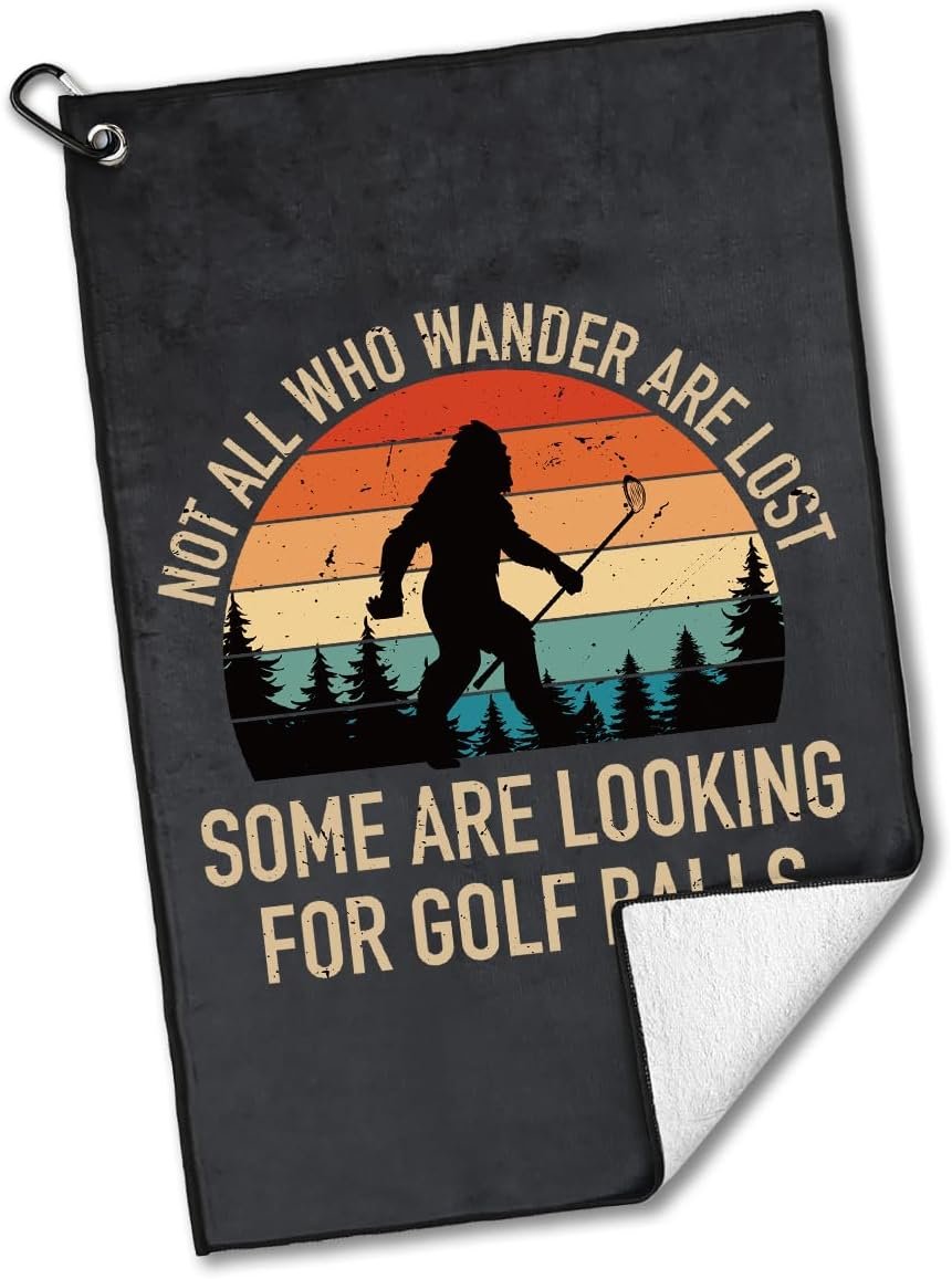 Not All Who Wander are Lost Polyester and Cotton Printed Golf Towel, Funny Golf Accessories for Men Women, Golf-Gifts for GolfFan Dad Grandpa, Golfs Lover Retirement Birthday Gifts