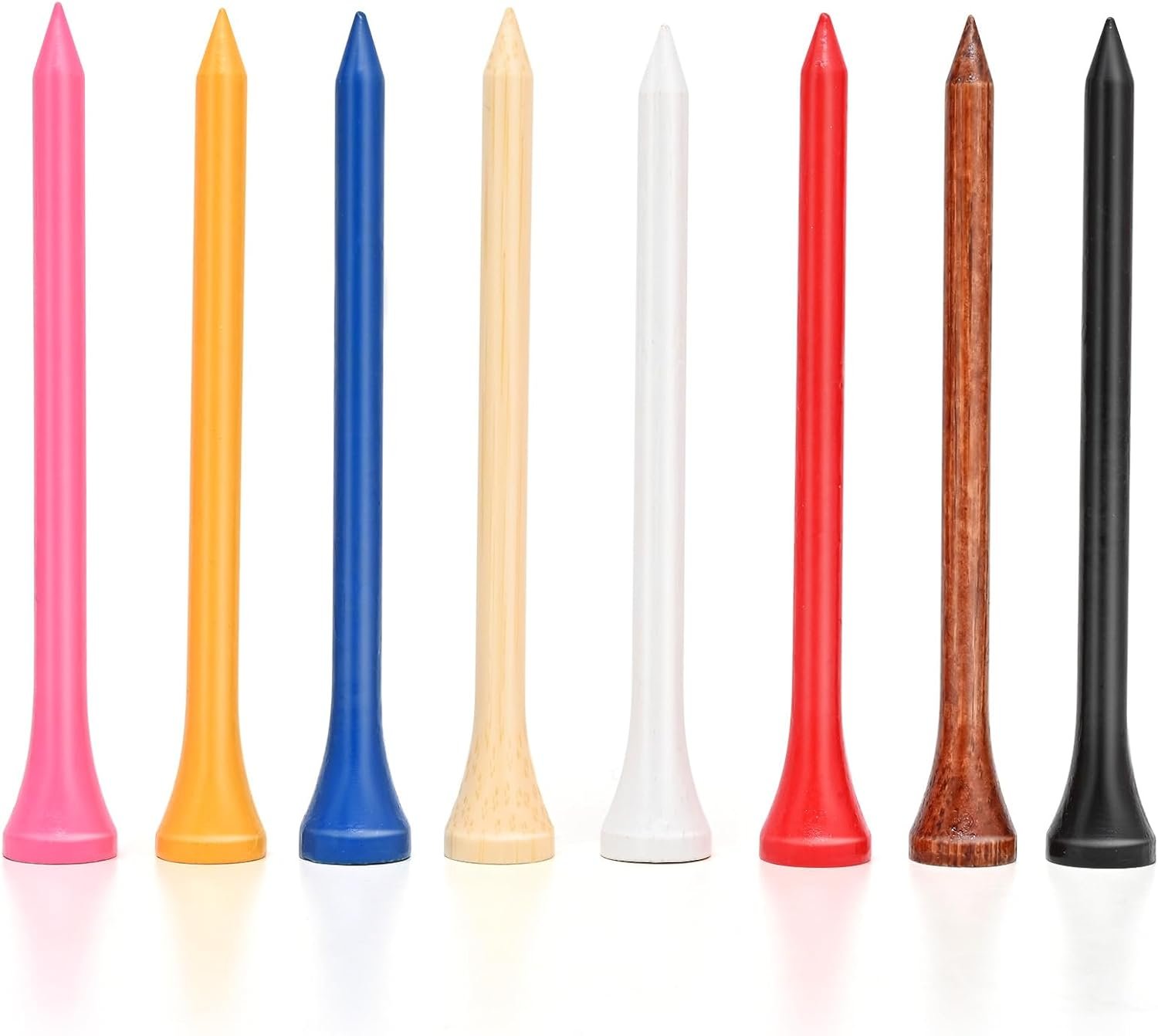 Golf Tees,Professional Natural Bamboo Golf Tees 3-1/4 inch,Pack of 50,120 or 240 Premium Golf Tees Multiple Colors Reduce Side Spin and Friction,Durable & Stable Tee System(120pcs)
