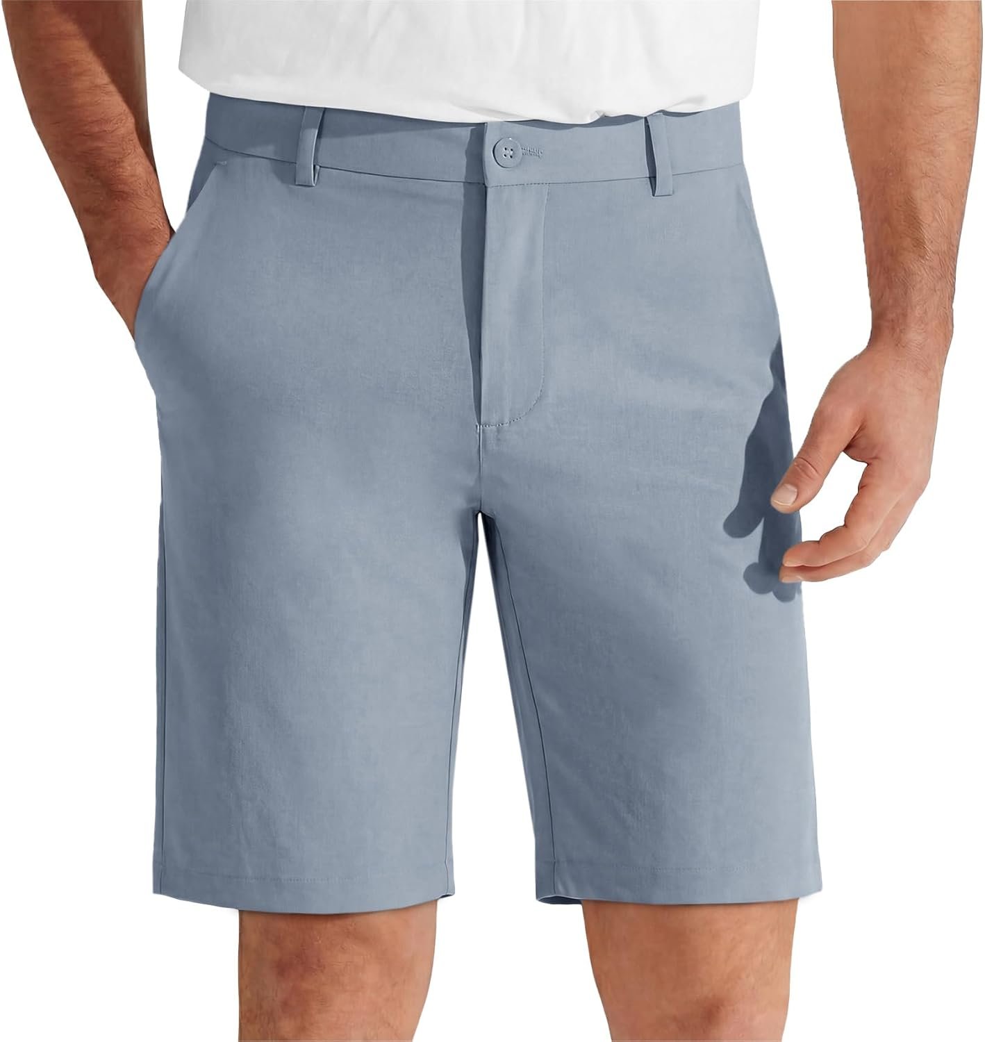 Runcati Mens Casual Golf Shorts 9″ Stretch Breathable Flat Front Dress Work Shorts