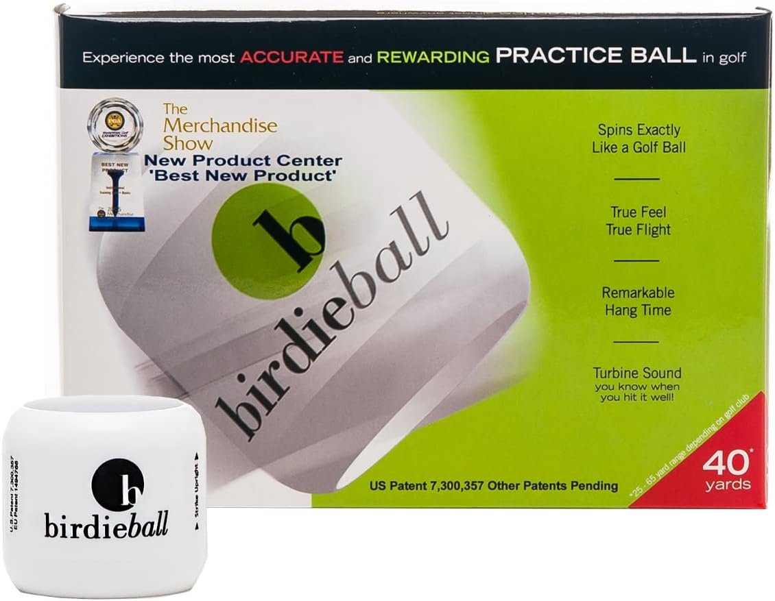 BirdieBall Practice Golf Balls (12 Pack) – The Original Premium Limited Flight Practice Ball, Patented Realistic True Spin & Feel, Practice Full Swings in 40 Yards, Home/Indoor/Backyard Training