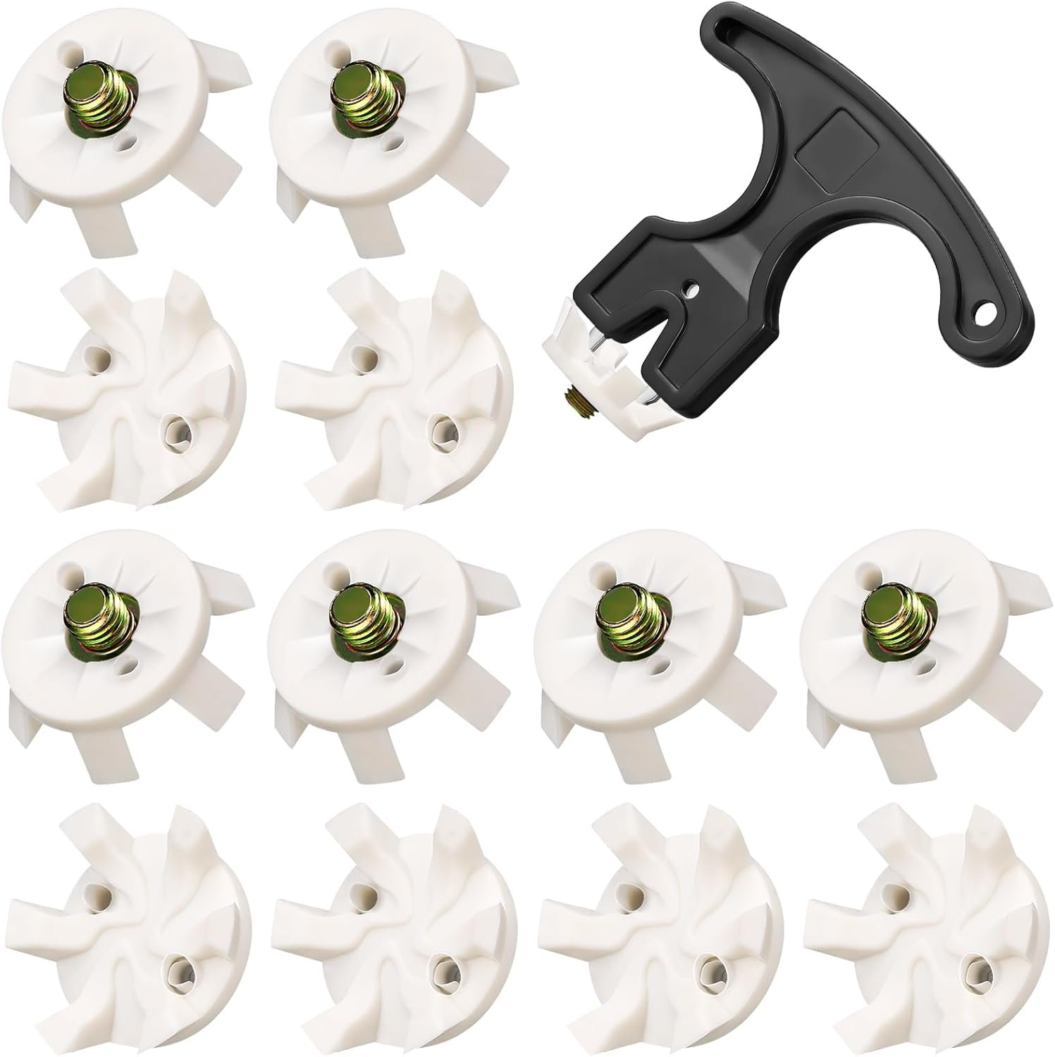 Cozypower 31 Pcs Golf Spikes Set Includes 30 Pcs Golf Cleats Replacement Black Cleats Spanner Metal Thread Screw 6 mm Dia Spike Tool for Lawn Cricket Shoe Player Lover(White)