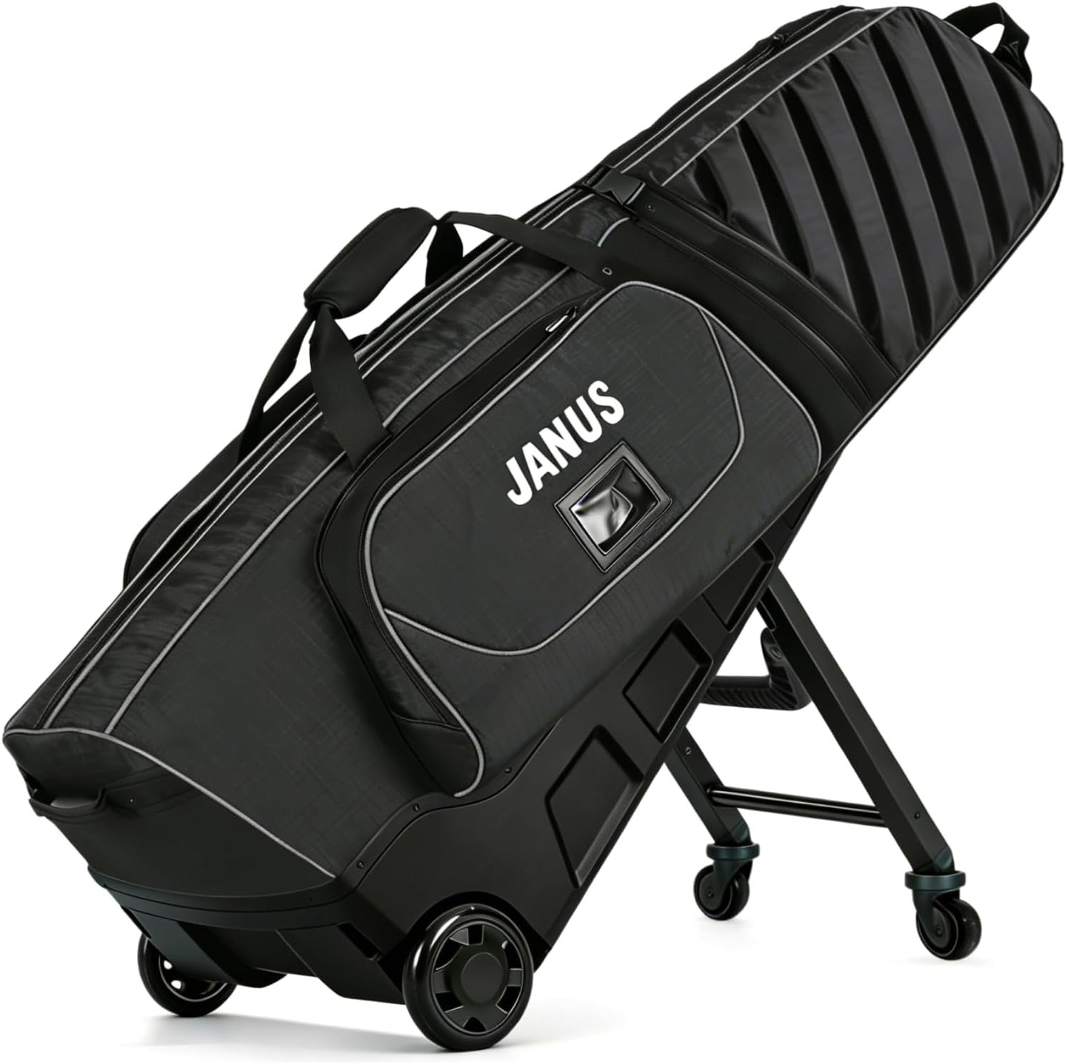 JANUS Golf Travel Bag with Wheels for Airlines, 360° Spinner Golf Travel Case with Collapsible Support Legs System, Reinforced Hard Base Golf Club Travel Bag, Airline-Ready Golf Travel Cover