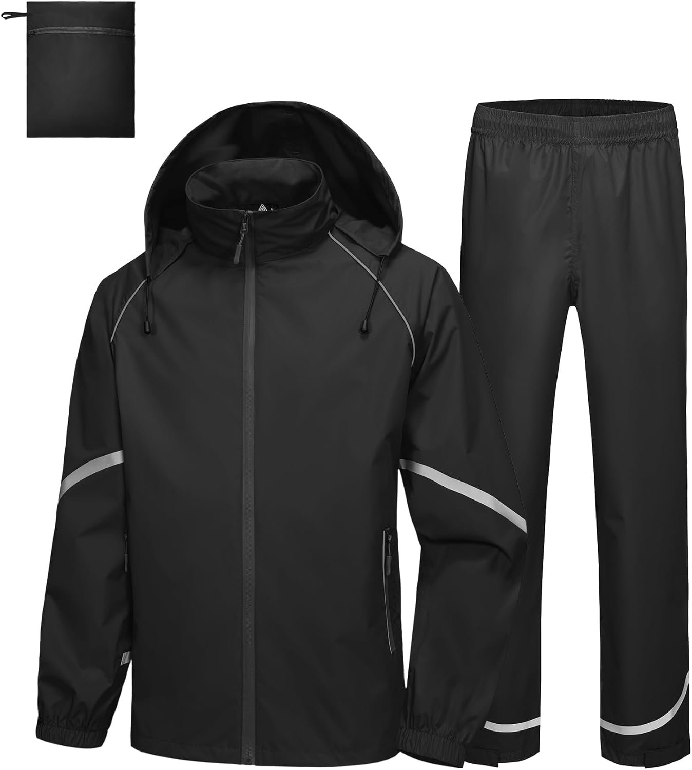 SWISSWELL Men’s Rain Suit Waterproof Lightweight Hooded Reflective Rain Gear for Golf, Hiking, Travel, Running