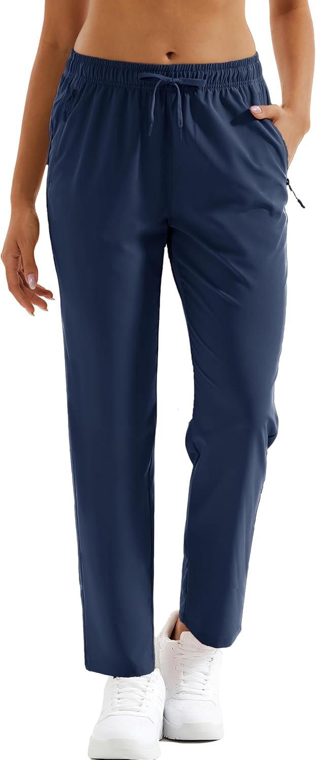 MAGCOMSEN Women’s Hiking Pants Lightweight Quick Dry UPF 50 Water Resistant Elastic Waist Golf Travel Pants Zip Pockets
