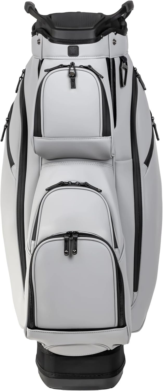 KRADUL – LUX Cart Bag – Lightweight Vegan Leather Golf Cart Bag with Waterproof Pockets, Organized Club Dividers & Cart Strap Tunnel