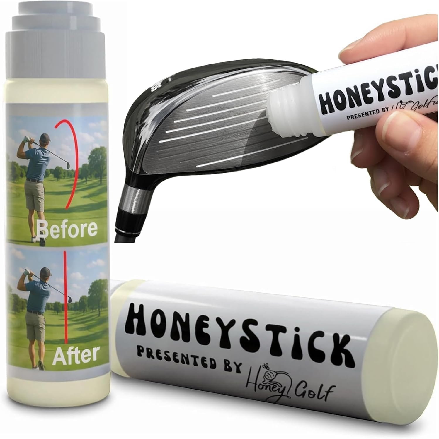 HoneyStick Anti Slice Gel for Golf Clubs – Anti-Hook Spin Reducer for Driver, Woods, Hybrids, Irons – Golf Accessories for Men – Golfers Must Haves & Essentials