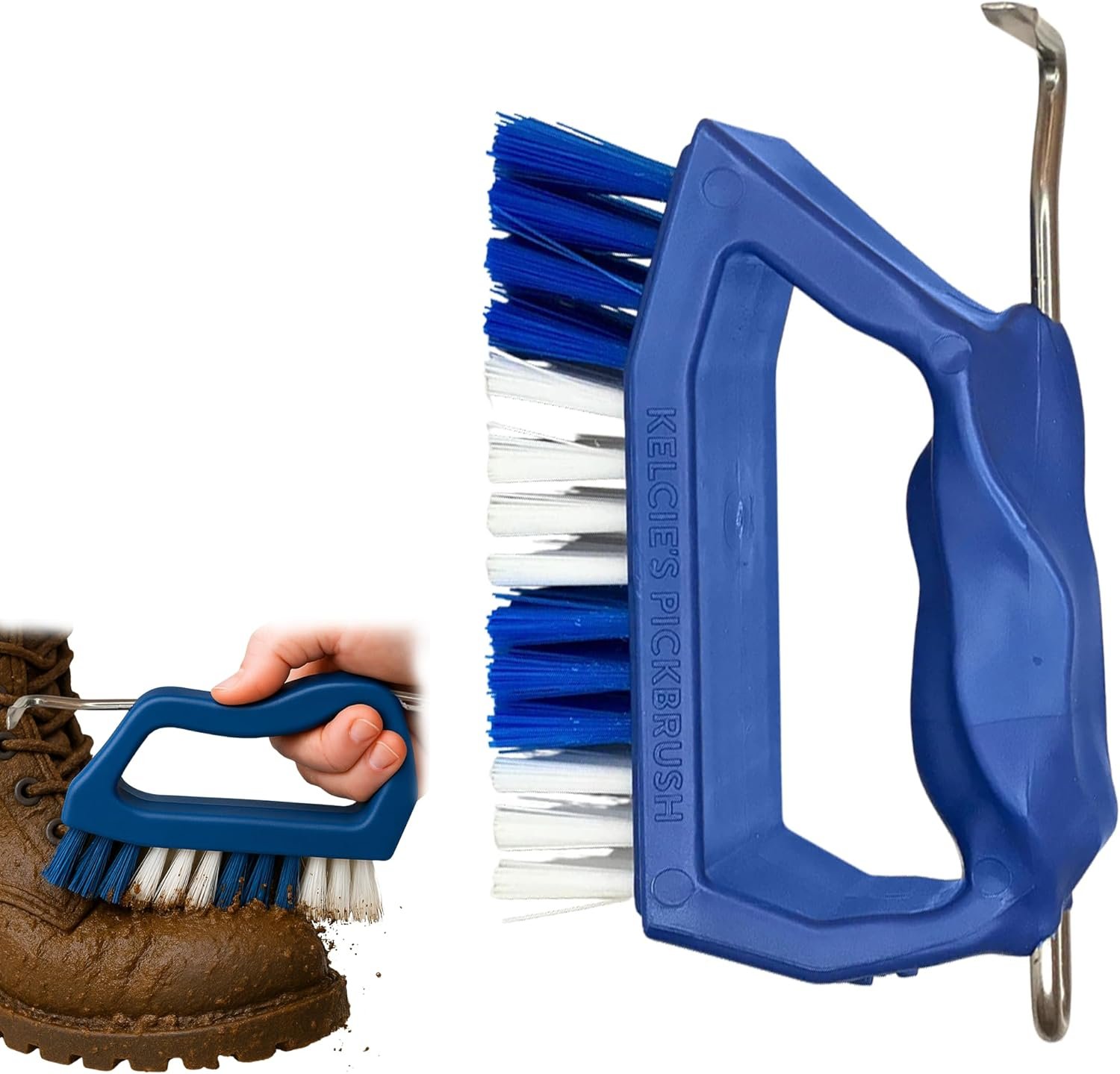 Kelcie’s Handheld Shoe Cleaning Brush with Pick for Cleaning Mud Off Shoes in Minutes – Boot Brush & Cleat Cleaner for Golf, Soccer & Other Outdoor Footwear – Heavy-Duty Stiff Bristles Boot Scrubber