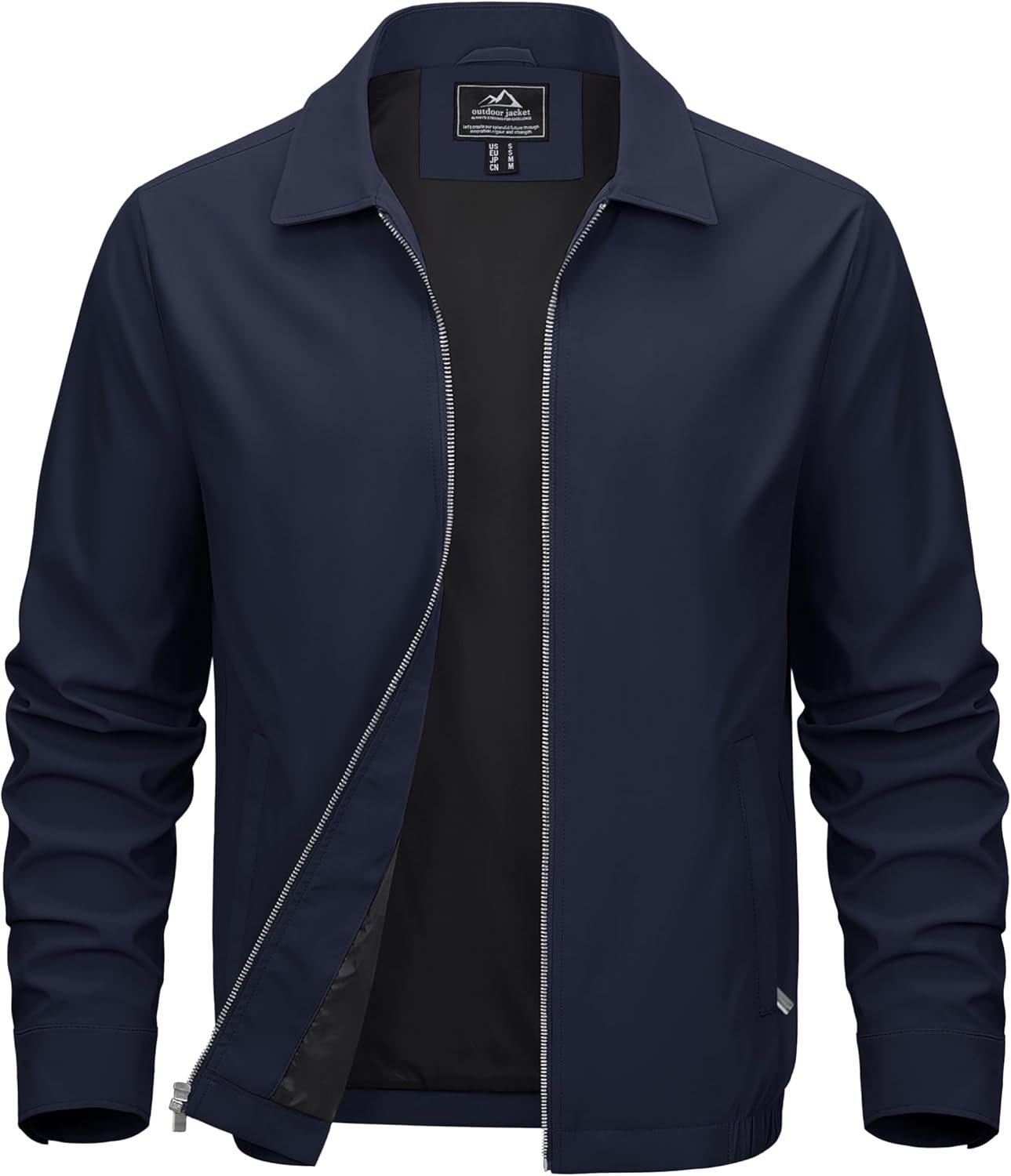 MAGCOMSEN Men’s Lightweight Jackets Full Zip Up Light Coat Laydown Collar Jacket Casual Windbreaker Jacket with Zip Pockets