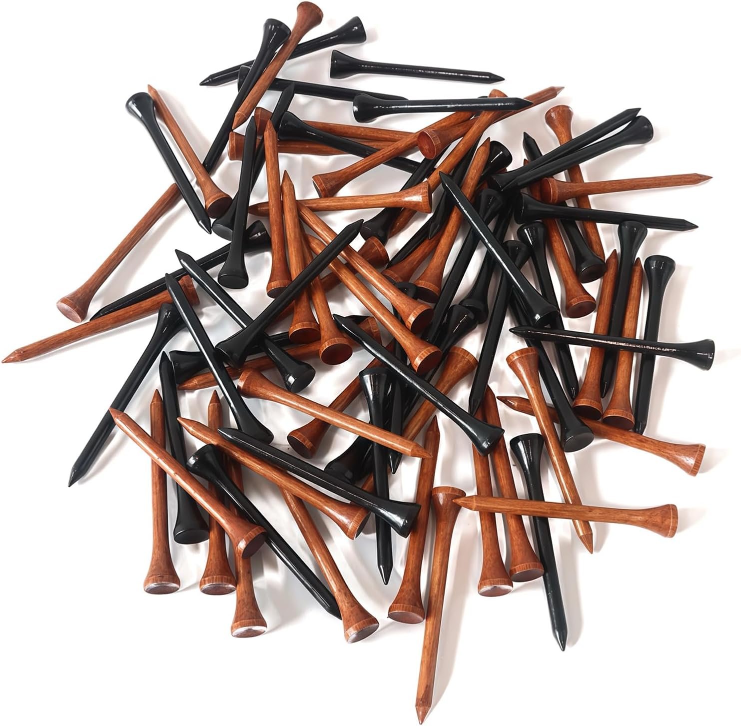 Golf Tees Multiple Colors Mixed Size Package, 100pcs Professional Bamboo/Wood Golf Tees, Size 3-1/4″, 2-3/4″ & 1-1/2″ Reduce Friction and Resistance