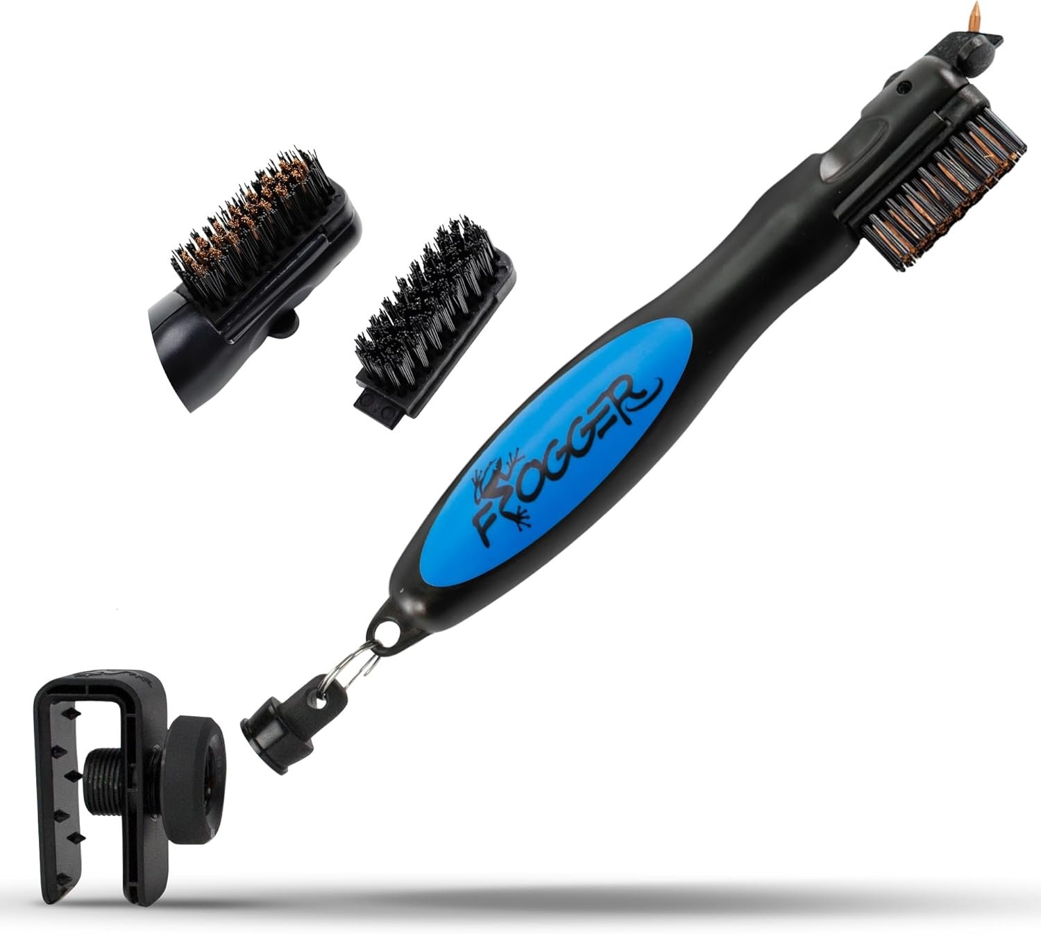 Frogger BrushPro Latch-It Golf Club Cleaner, Ergonomic Grip and Latch-it Magnet – Professional Golf Club Brush and Groove Cleaner for Golfers