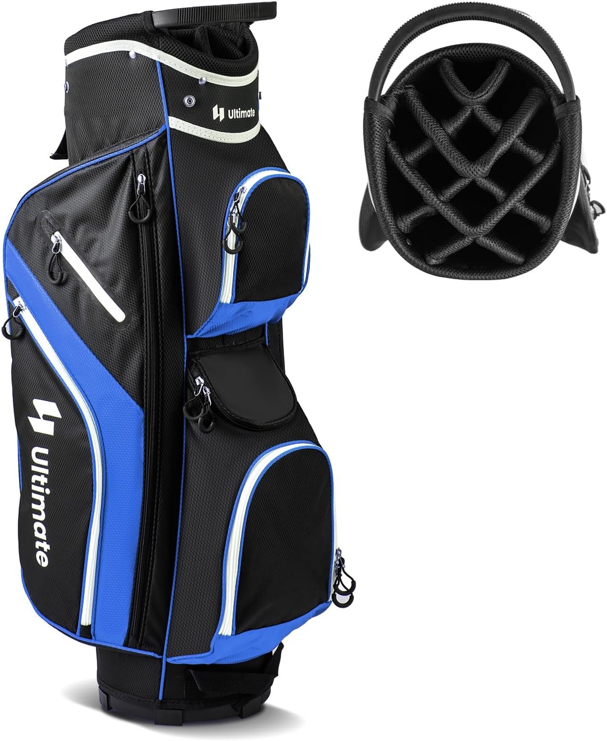 Tangkula Golf Cart Bag with 14 Way Top Dividers, Lightweight Golf Club Cart Bag with 9 Pockets, Cooler Bag, Umbrella Holder, Dual Strap & Rain Hood, Portable Golf Carry Bag for Men & Women