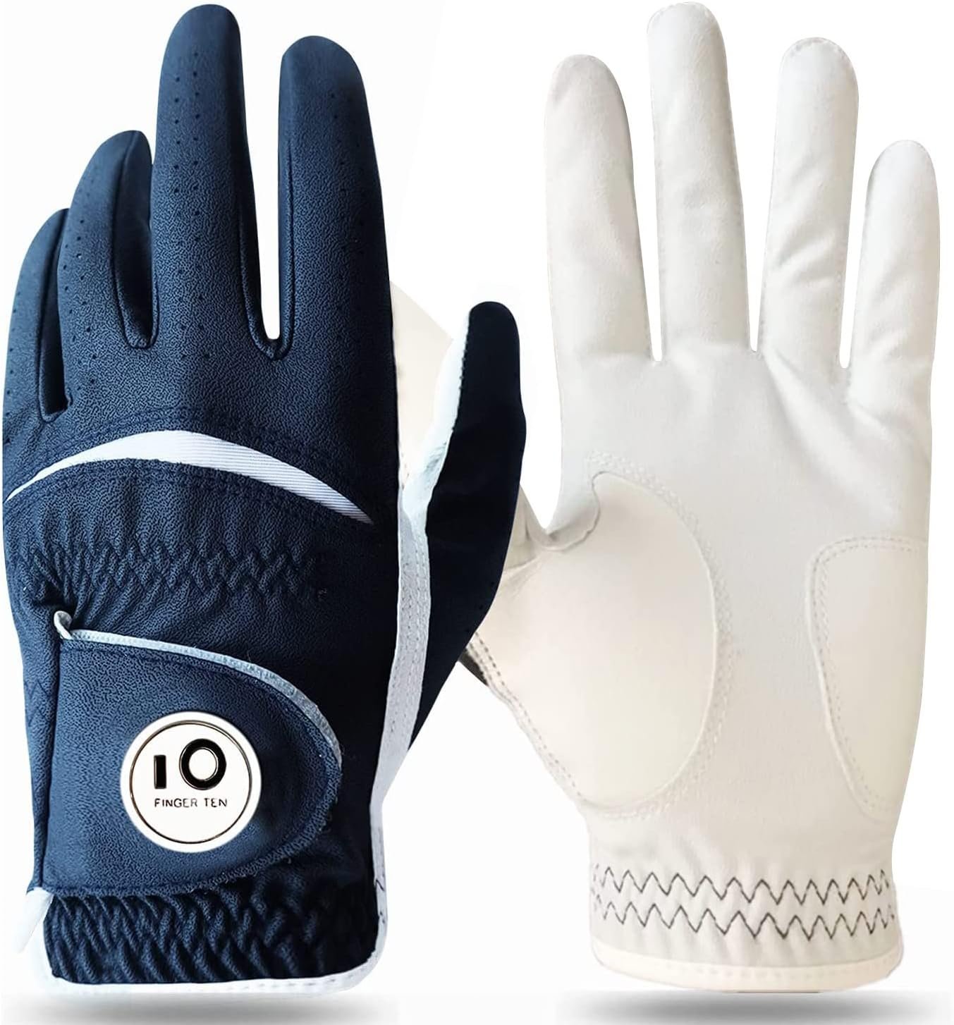 FINGER TEN Colorful Golf Gloves Men with Ball Marker 1 Pack, Stylish Gloves with Premium Durable Design, All Weather Grip Fit Size Small Medium ML Large XL