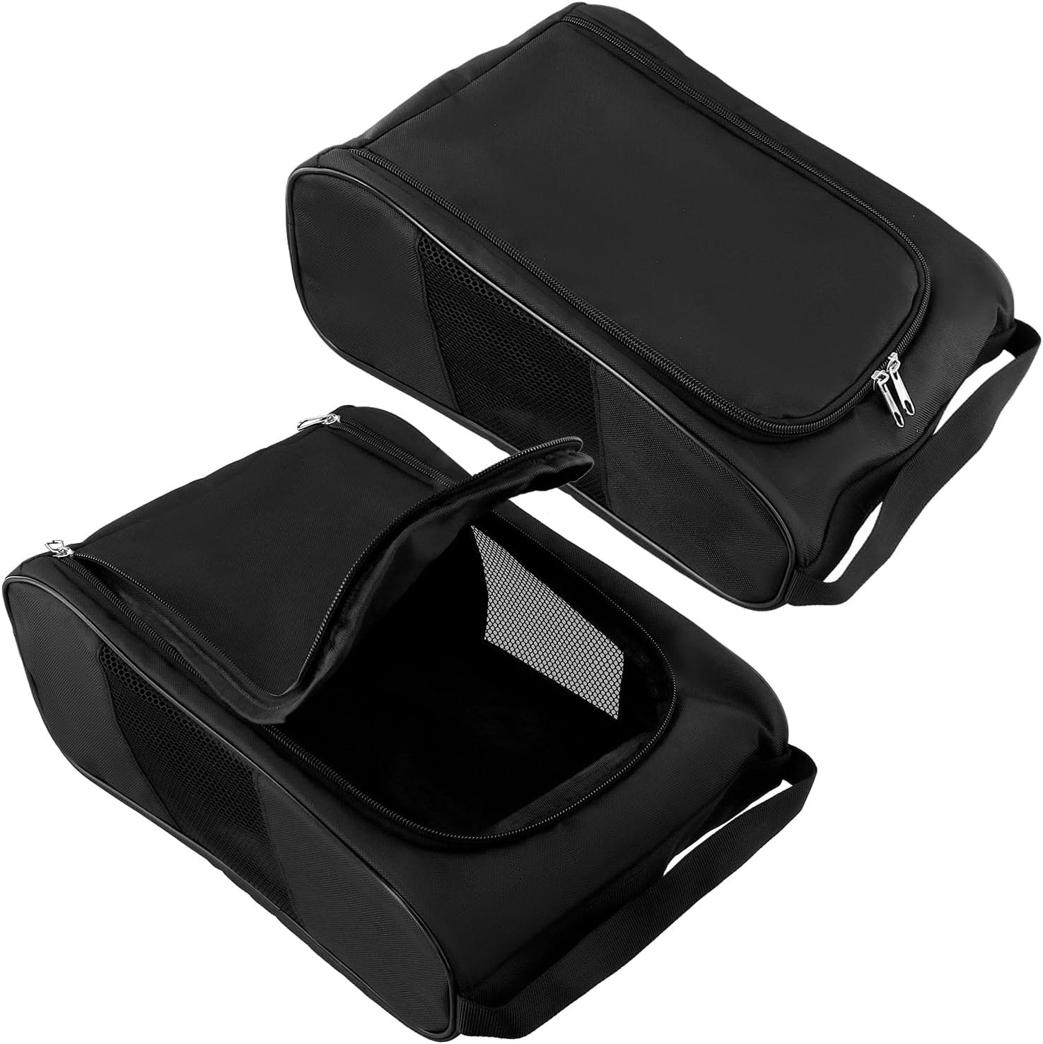 QWORK Golf Shoe Bag – 2 Pack Outdoor Zippered Shoe Carrier with Mesh Holes – Compatible with Various Shoe Sizes -Sport Shoes Bag Travel Shoe Bags