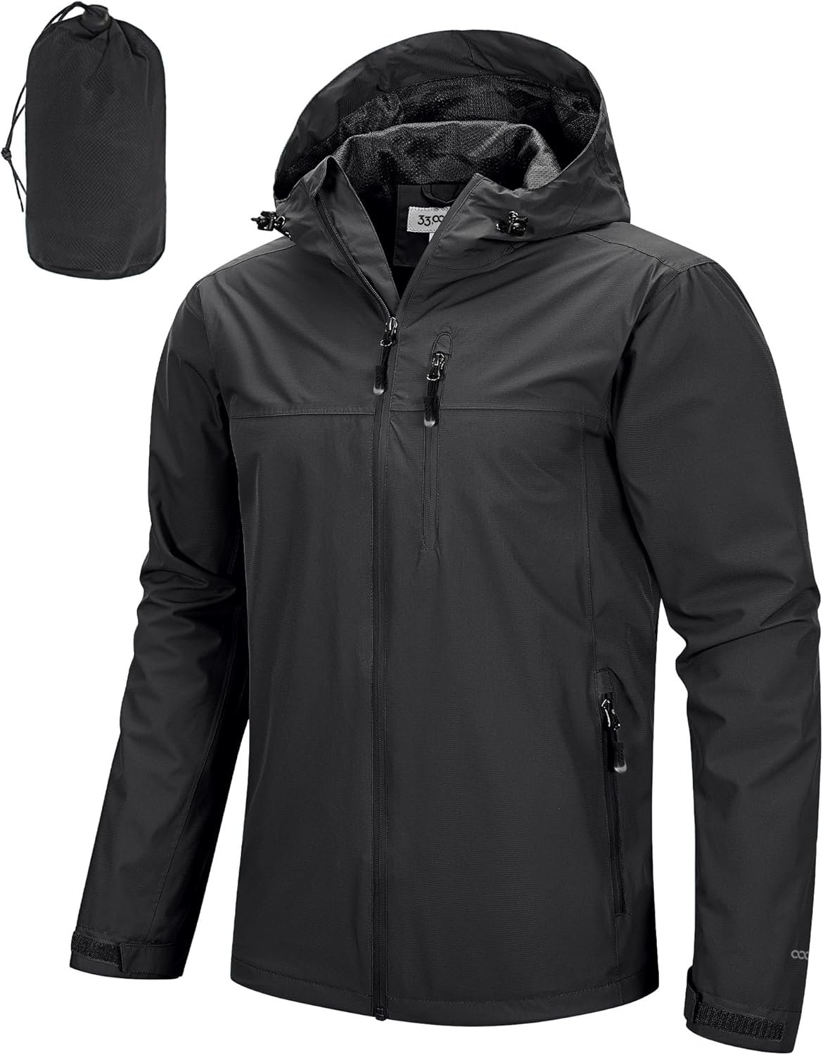 33,000ft Men’s Packable Rain Jacket Lightweight Rain Shell Jacket with Hood Waterproof Raincoat for Cycling