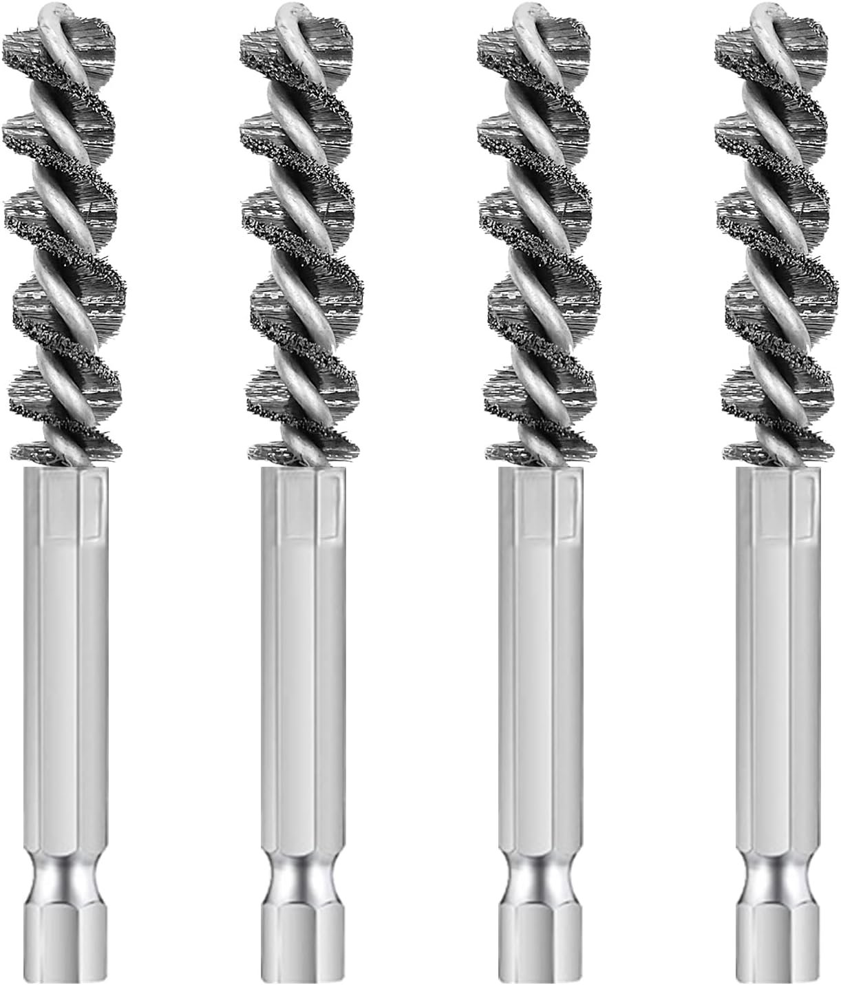 4 Pcs Golf Clubs Head Hosel Brush, Golf Club Brush, Golf Stainless Steel Hosel Wire Brush Electric Drill Cleaning Wire Brush Tool, Hex Shank Handle Electric Drill Wire Brush for Wood and Iron, Sliver