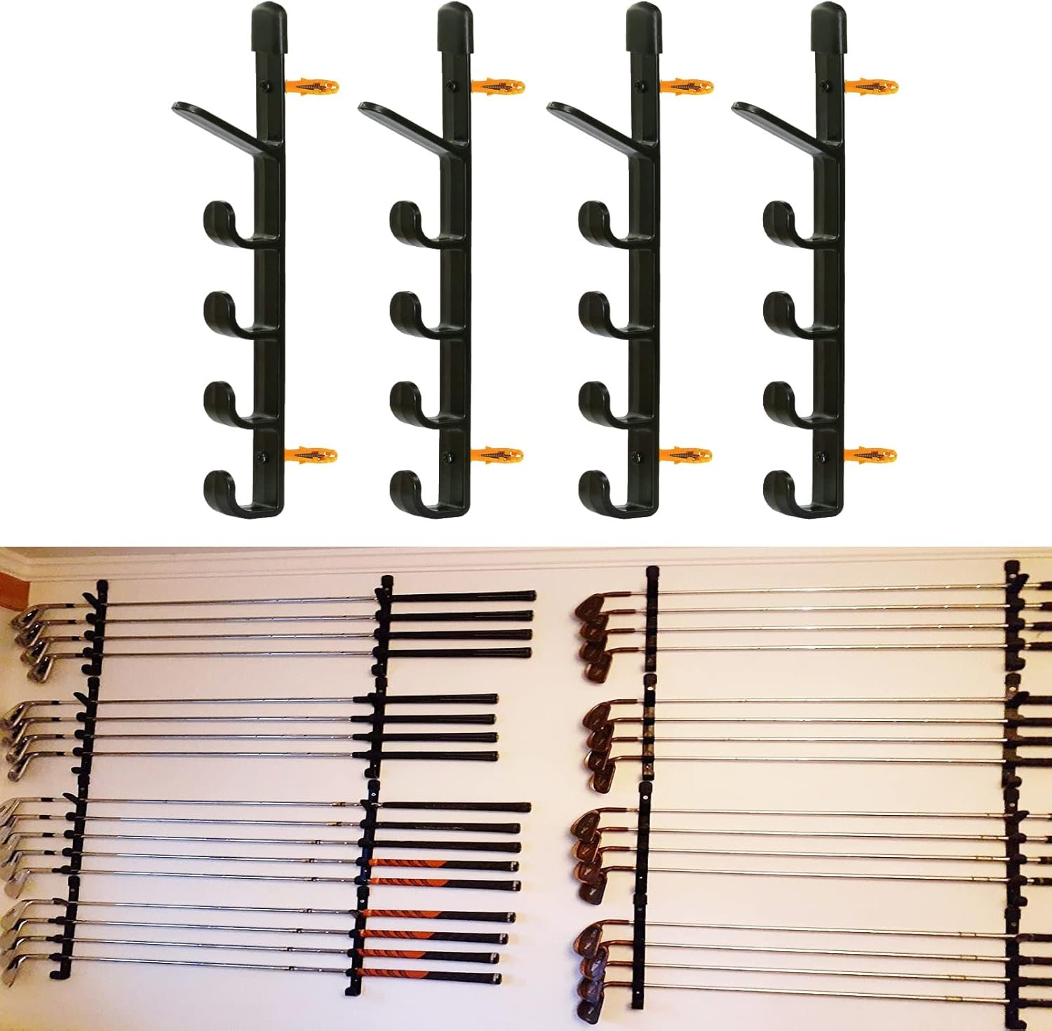 Five-Layer Golf Clubs Storage Organizers Rack, Wall Mount Storage Holder Golf Putter Holder Stand Golf Club Display Shelf Golf Putter Rack, Golf Club Display Cases Bracket – Holds up to 10 Golf Clubs