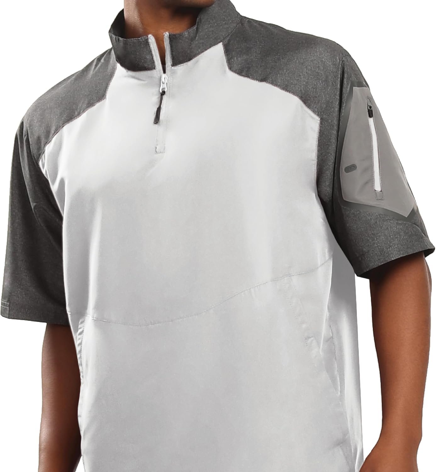 Holloway Raider Pullover Cage Jacket – Weather-Resistant Quarter Zip Athletic Wear with Sleeve Pocket