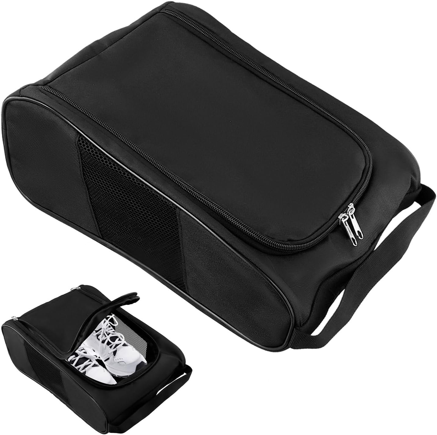 QWORK Golf Shoe Bag for Travel, Outdoor Zippered Shoe Carrier, Compatible with Various Shoe Sizes, Sport Shoes Bag Travel Shoe Bags